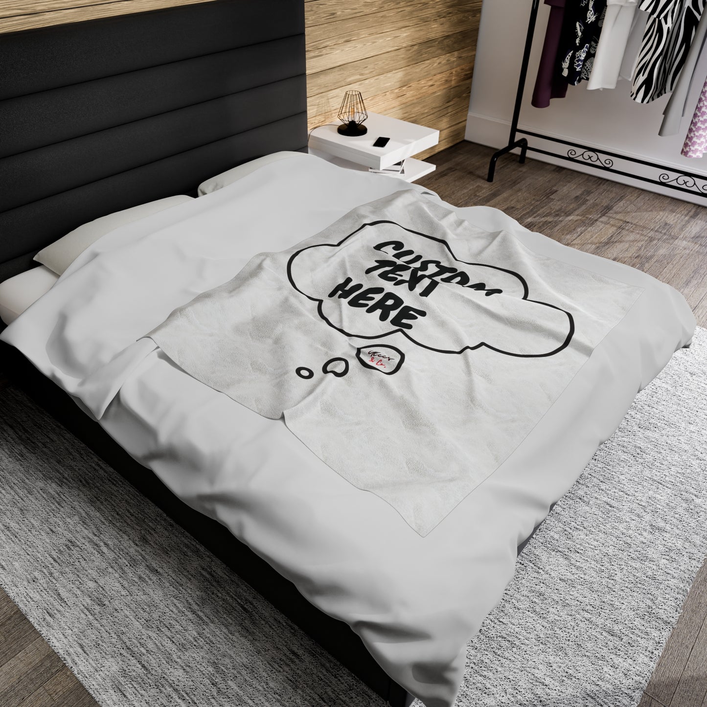 PERSONALIZE BLANKET IN THOUGHT BUBBLE CUSTOM VELVETEEN PLUSH BLANKET CUSTOMIZE BLANKET FOR GIFT