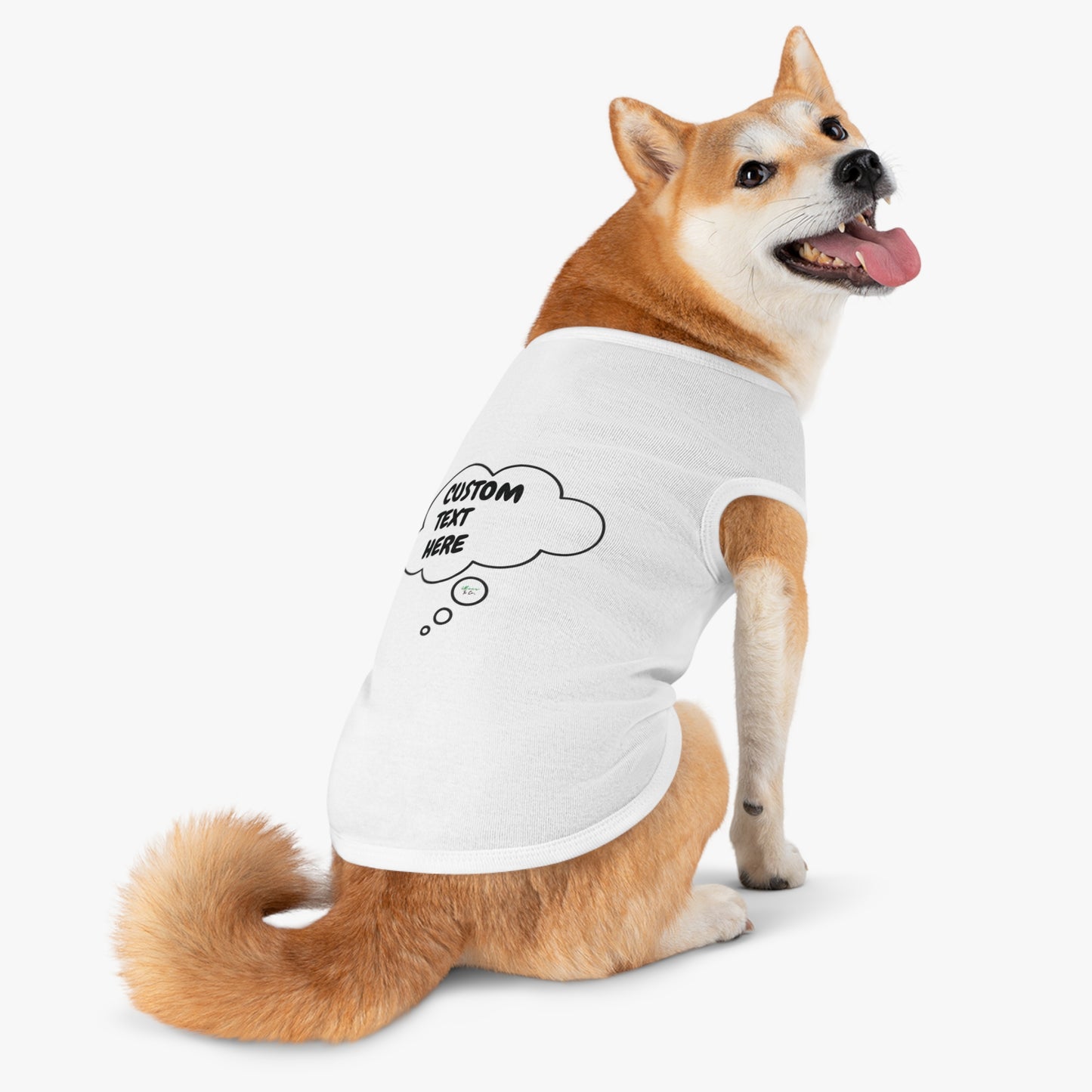 PERSONALIZED PET TANK TOP TANK SHIRT IN THOUGHT BUBBLE CUSTOMIZED GRAPHIC UNISEX TANK T-SHIRT FOR DOGS SHIRTS CUSTOM GIFTS FOR PETS SHIRTS FOR PUPPIES DOG CLOTHING