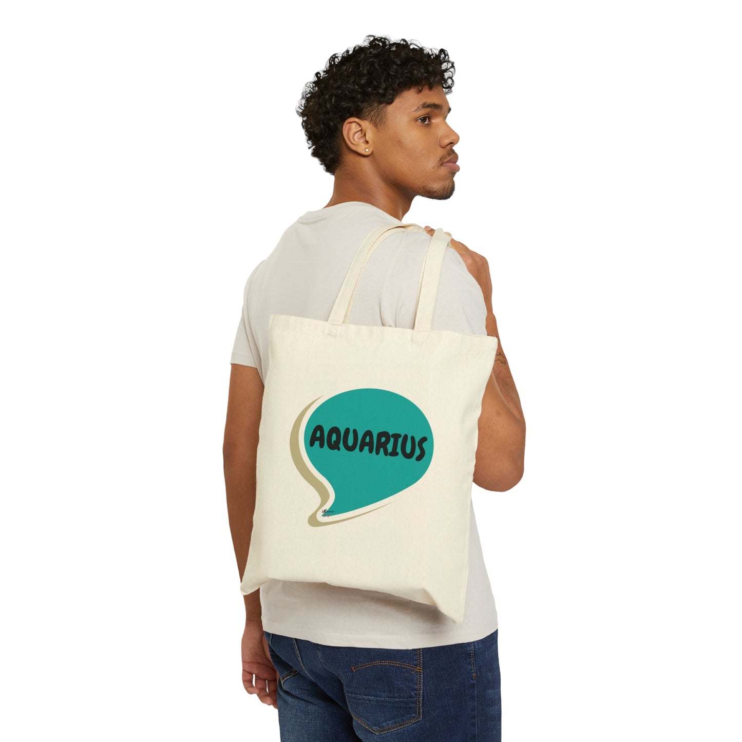 AQUARIUS ZODIAC SIGN TOTE BAG IN SPEECH BUBBLE COTTON CANVAS TOTE BAG IN SPEECH BUBBLE AQUARIUS HOROSCOPE ASTRONOMY SIGN TOTE BAG