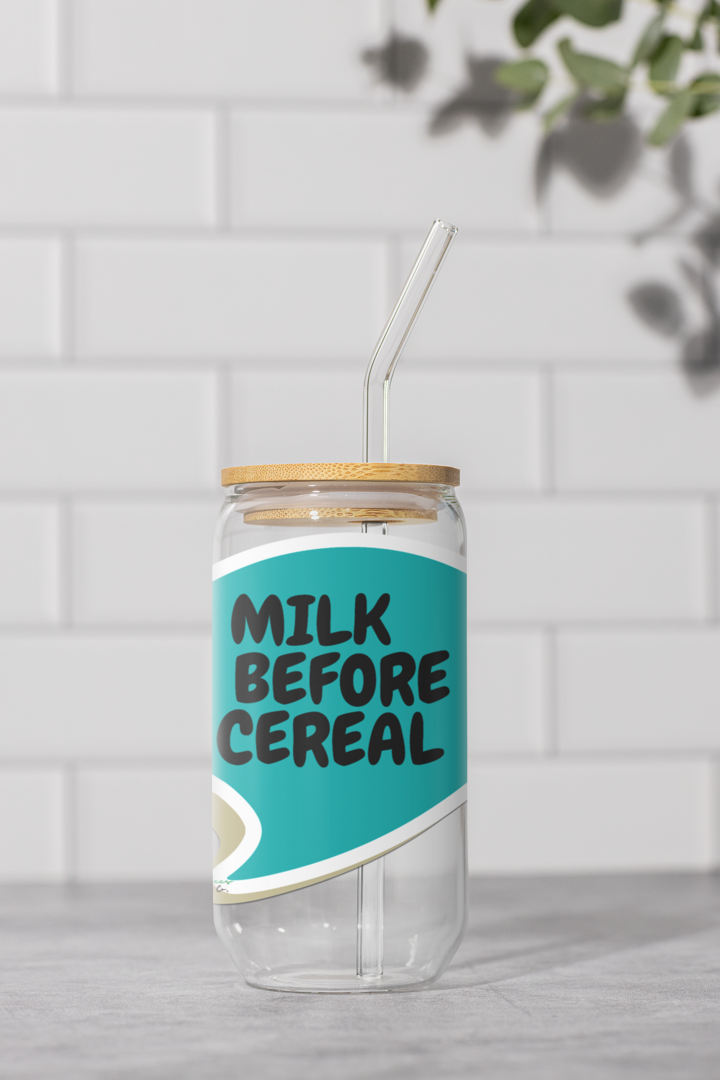 MILK BEFORE CEREAL SIPPER GLASS 16oz SPEECH BUBBLE FUNNY SAYINGS GLASSWARE ICED GLASS SARCASM ICED COFFEE GLASSES SARCASTIC SAYINGS DRINKWARE BAMBOO LID WITH STRAW GLASS CAN TUMBLERS