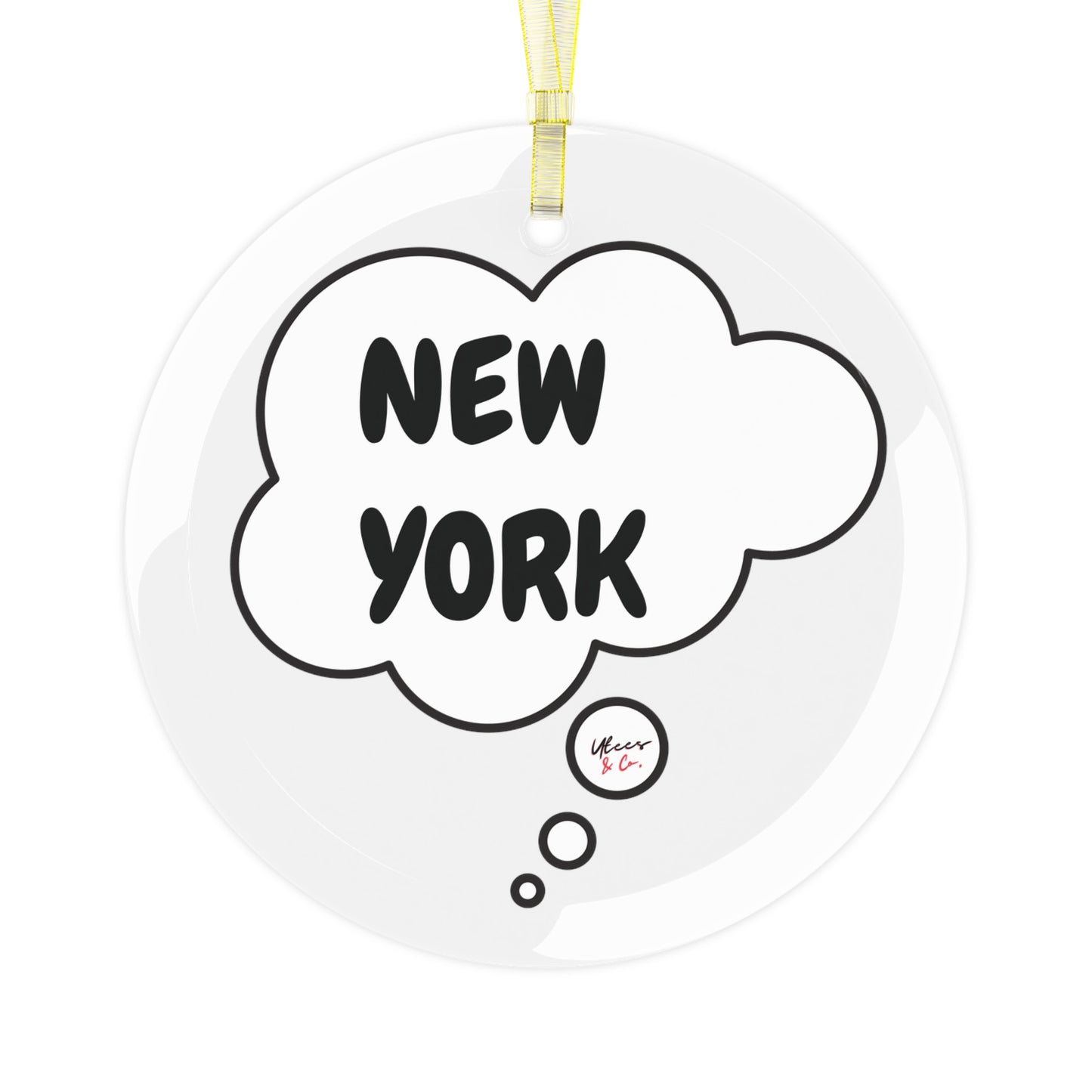 NEW YORK GLASS ORNAMENT IN THOUGHT BUBBLE FOR FAVORITE STATE DECORATION FOR CHRISTMAS DECOR FOR HOLIDAY DECORATION