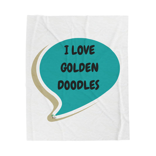 I LOVE GOLDEN DOODLES PLUSH VELVETEEN BLANKET 50'X 60' IN SPEECH BUBBLE FUNNY SAYINGS 100% POLYESTER BLANKET SARCASTIC SAYINGS MEDIUM TO HEAVY WEIGHT PLUSH VELVETEEN BLANKET