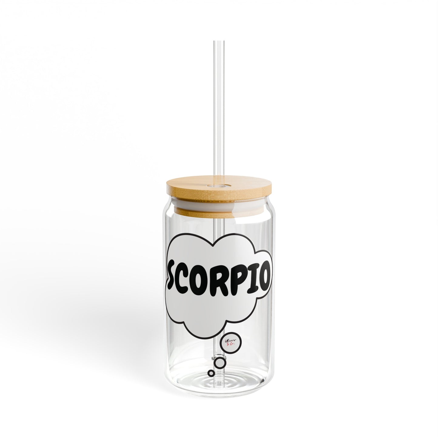 SCORPIO ZODIAC SIGN ICED COFFEE GLASSES 16oz SIPPER GLASS IN THOUGHT BUBBLE HOROSCOPE SCORPIO SIGN SIPPER GLASS BIRTHDAY GIFT FOR SCORPIO ZODIAC SIGN