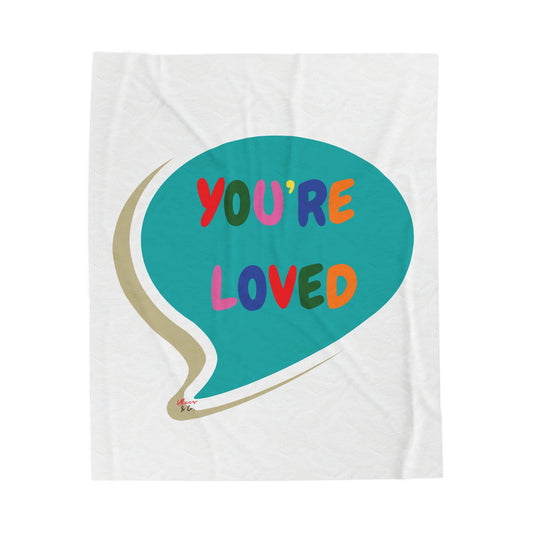 PRIDE YOU'RE LOVED BLANKET IN SPEECH BUBBLE LGBTQ VELVETEEN PLUSH BLANKET PRIDE MONTH