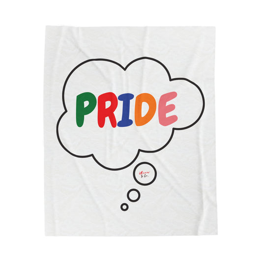 PRIDE RAINBOW BLANKET IN THOUGHT BUBBLE LGBTQ VELVETEEN PLUSH BLANKET PRIDE MONTH BLANKET