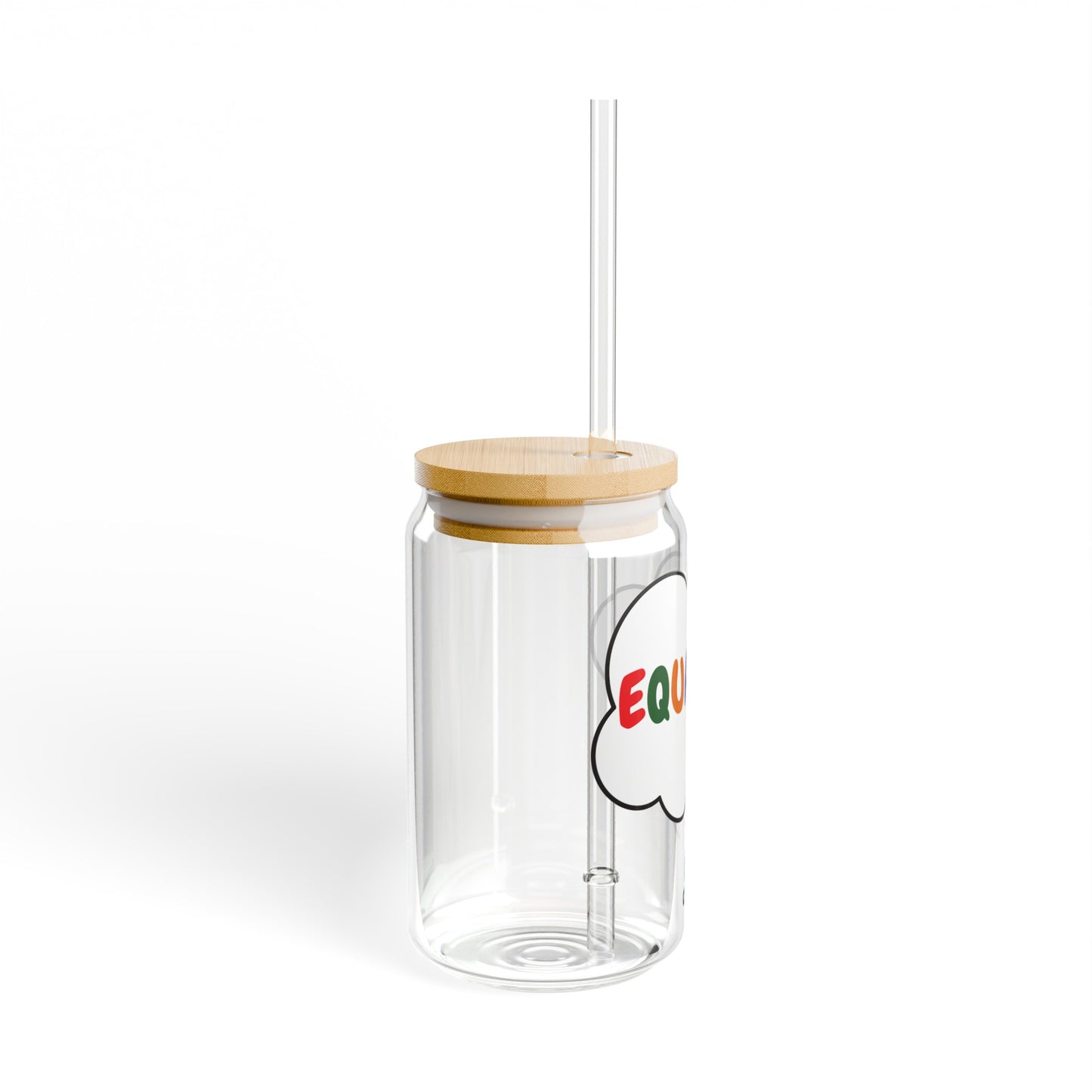 EQUALITY RAINBOW HAPPY PRIDE ICED COFFEE GLASSES IN THOUGHT BUBBLE LGBTQ EQUALITY RAINBOW PRIDE MONTH HAPPY PRIDE SIPPER GLASS 16oz