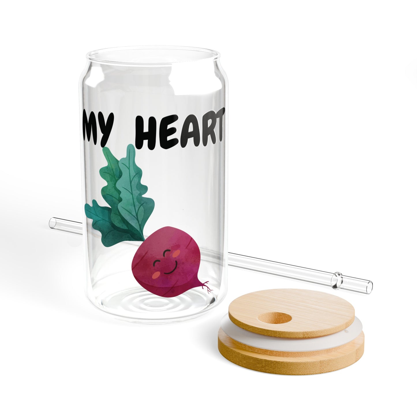 MY HEART BEET ICED COFFEE GLASSES 16oz SIPPER GLASS