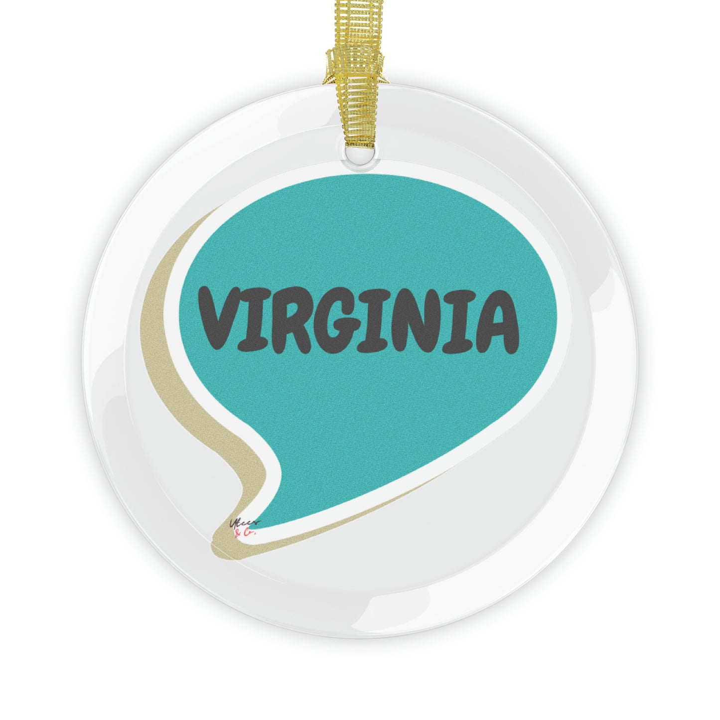 VIRGINIA GLASS ORNAMENT IN SPEECH BUBBLE FOR FAVORITE STATE DECORATION FOR CHRISTMAS DECOR FOR HOLIDAY DECORATION