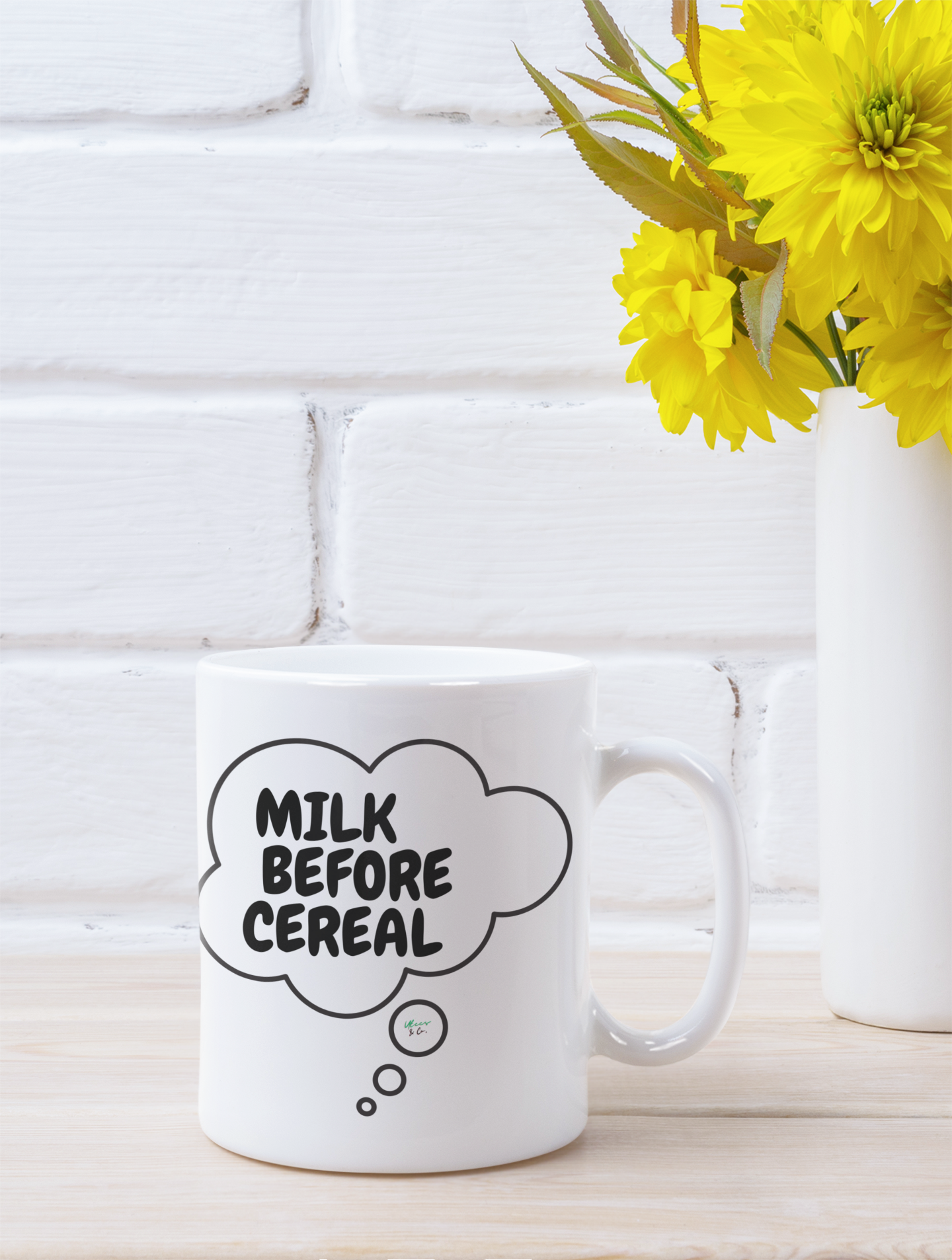 MILK BEFORE CEREAL COFFEE MUG IN THOUGHT BUBBLE 11oz CERAMIC MUG COFFEE LOVER MUG FUNNY SAYINGS MUG SARCASTIC SAYINGS MUG GIFT CAFFEINE DRINKER