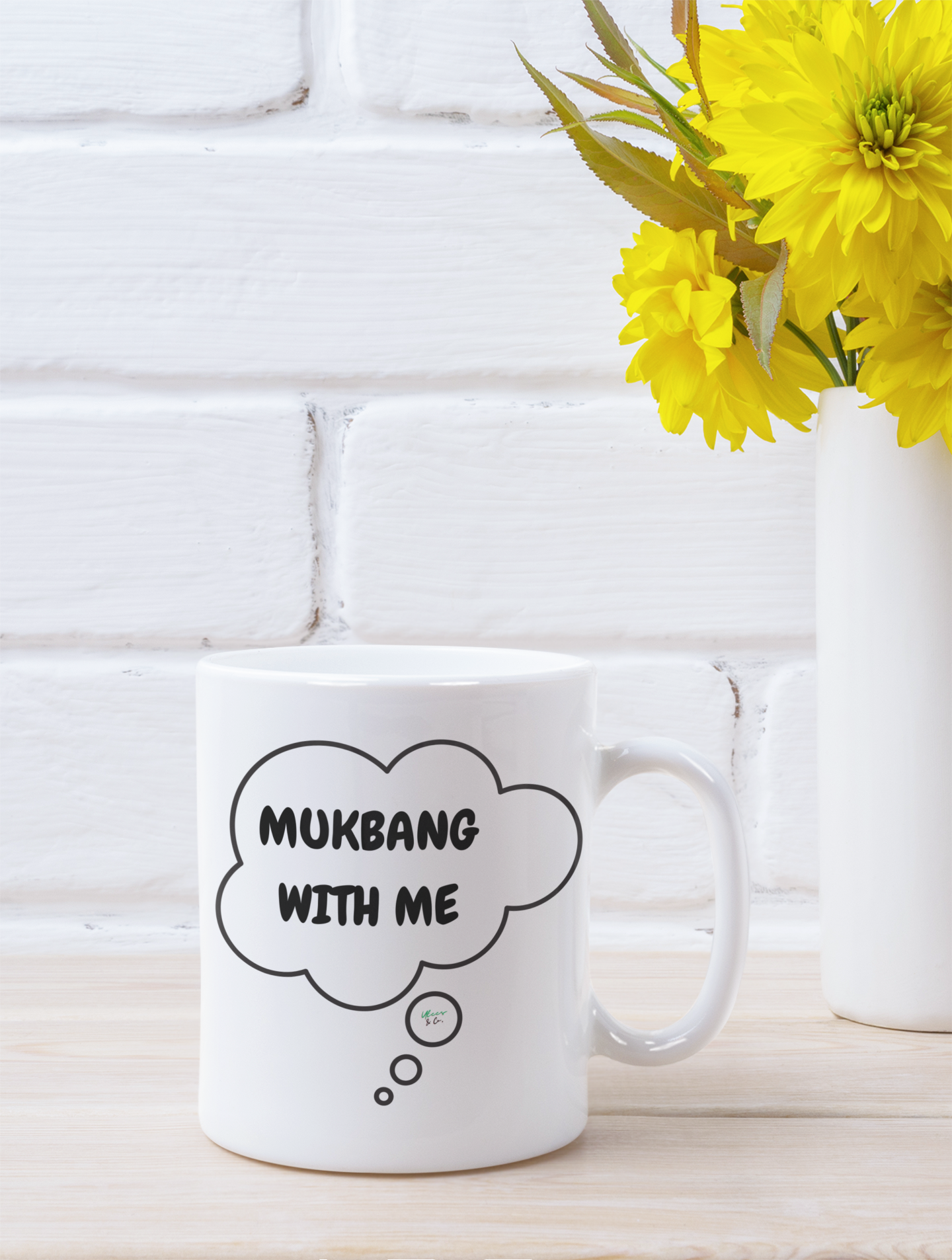 MUCKBANG WITH ME COFFEE MUG IN THOUGHT BUBBLE 11oz CERAMIC MUG COFFEE LOVER MUG FUNNY SAYINGS MUG SARCASTIC SAYINGS MUG GIFT CAFFEINE DRINKER