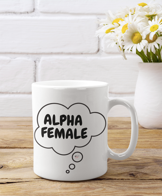 ALPHA FEMALE COFFEE MUG IN THOUGHT BUBBLE MOTIVATIONAL SAYING MUG GIFT FOR COFFEE DRINKERS GIFT INSPIRATIONAL SAYING ALPHA FEMALE GIFT COFFEE MUG MENTAL AWARENESS PHRASE