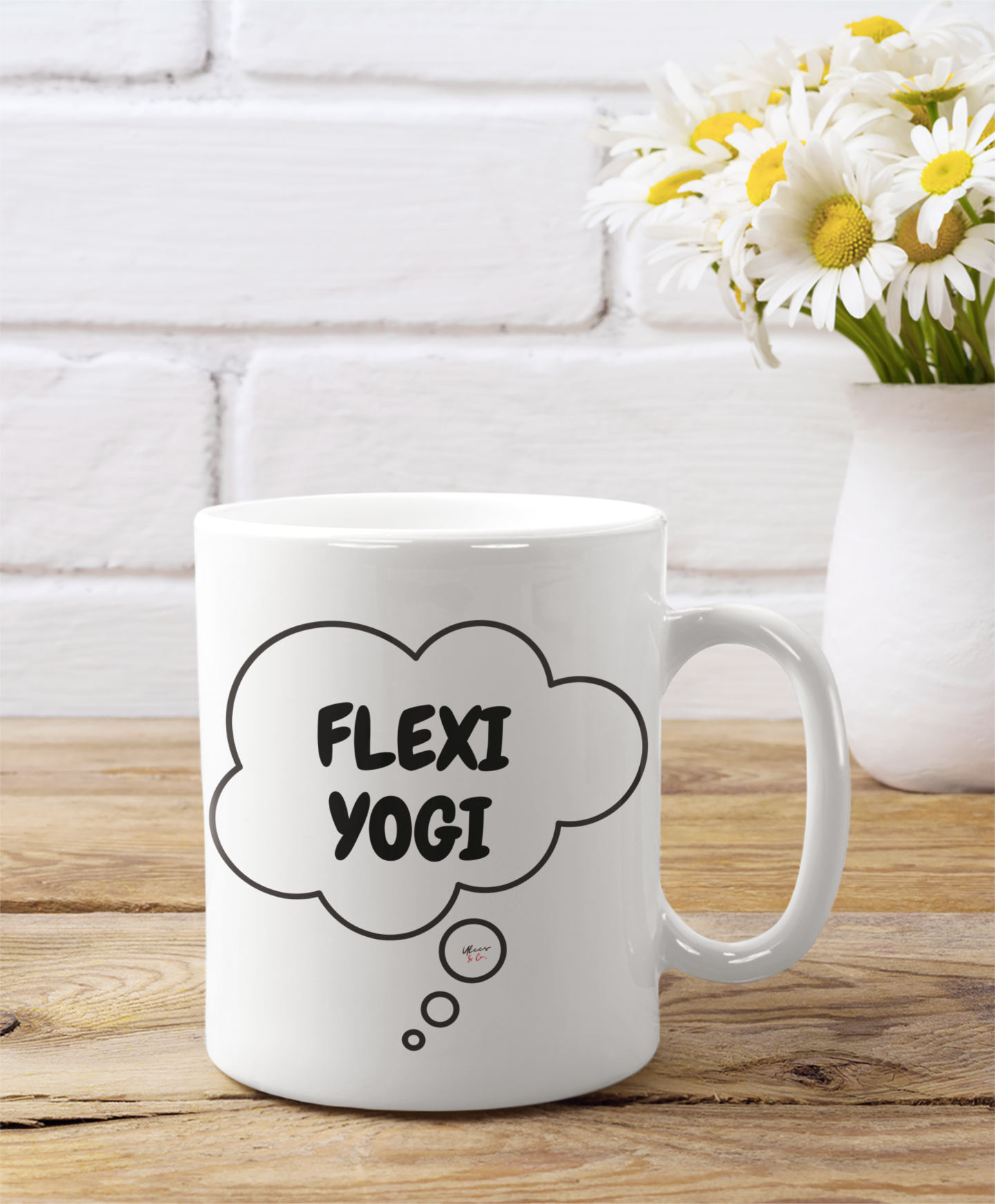 FLEXI YOGI IN THOUGHT BUBBLE CERAMIC MUG 11oz YOGA INSPIRED MUG GIFT FOR YOGI YOGA COFFEE MUG TEA MUG BEVERAGE MUG FOR YOGA