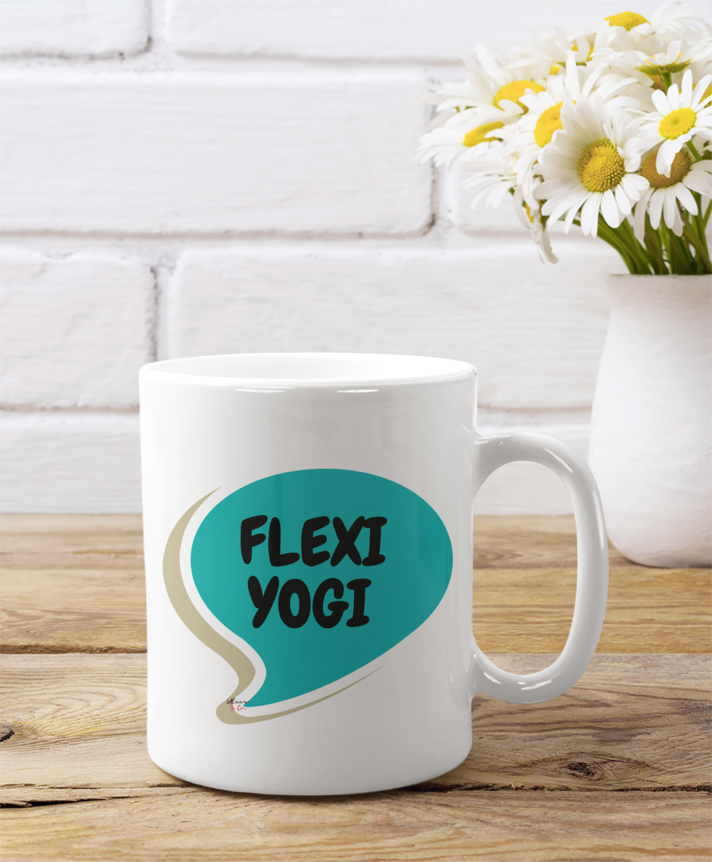 FLEXI YOGI IN SPEECH BUBBLE CERAMIC MUG 11oz YOGA INSPIRED MUG GIFT FOR YOGI YOGA COFFEE MUG TEA MUG BEVERAGE MUG FOR YOGA