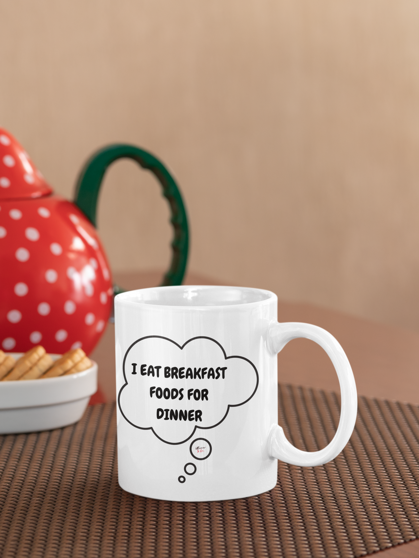 I EAT BREAKFAST FOODS FOR DINNER COFFEE MUG SARCASTIC SAYING COFFEE MUG GIFT FOR COFFEE LOVER IN THOUGHT BUBBLE CERAMIC 11oz FUNNY SAYING COFFEE MUG GIFT FOR COFFEE DRINKER SARCASM GIFT