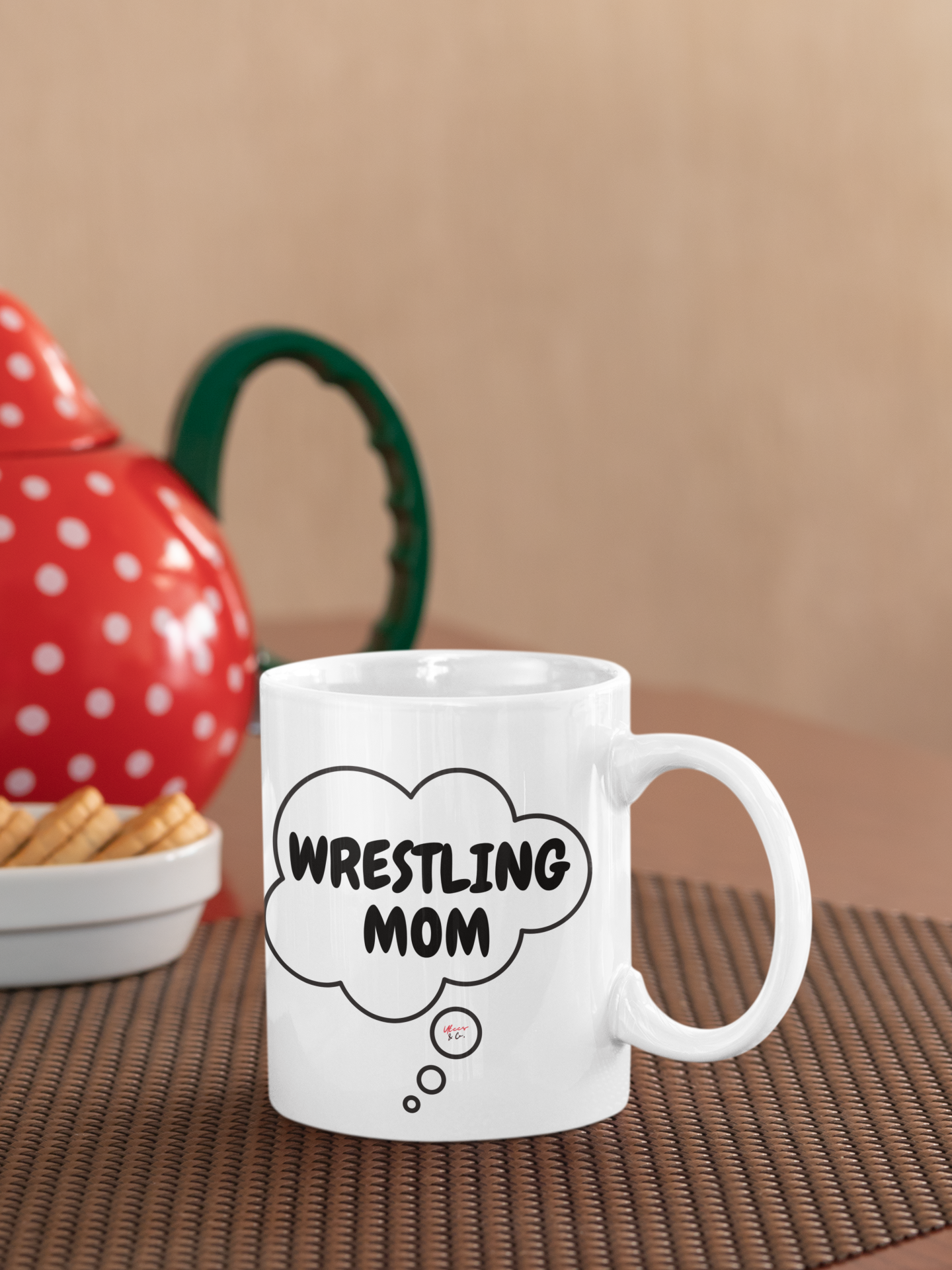 WRESTLING MOM COFFEE MUG FOR MOM OF A WRESTLER IN THOUGHT BUBBLE CERAMIC MUG 11oz WRESTLING GIFT FOR MOTHER'S DAY GIFT FOR COFFEE DRINKER FOR MOM COFFEE MUG GIFT FOR COFFEE LOVER