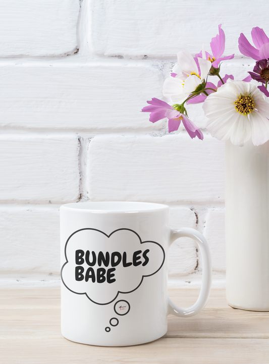 BUNDLES BABE COFFEE MUG GIFT FOR HAIR STYLIST IN THOUGHT BUBBLE CERAMIC 11oz HAIR BUNDLE ENTREPRENEUR COFFEE LOVER GIFT MUG FOR COSMOLOGISTS