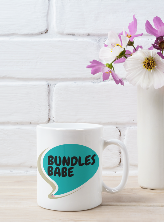 BUNDLE BABES COFFEE MUG HAIR ENTREPRENEUR COFFEE LOVER GIFT MUG FOR COSMOLOGISTS IN SPEECH BUBBLE CERAMIC 11oz COFFEE MUG GIFT FOR HAIR STYLIST