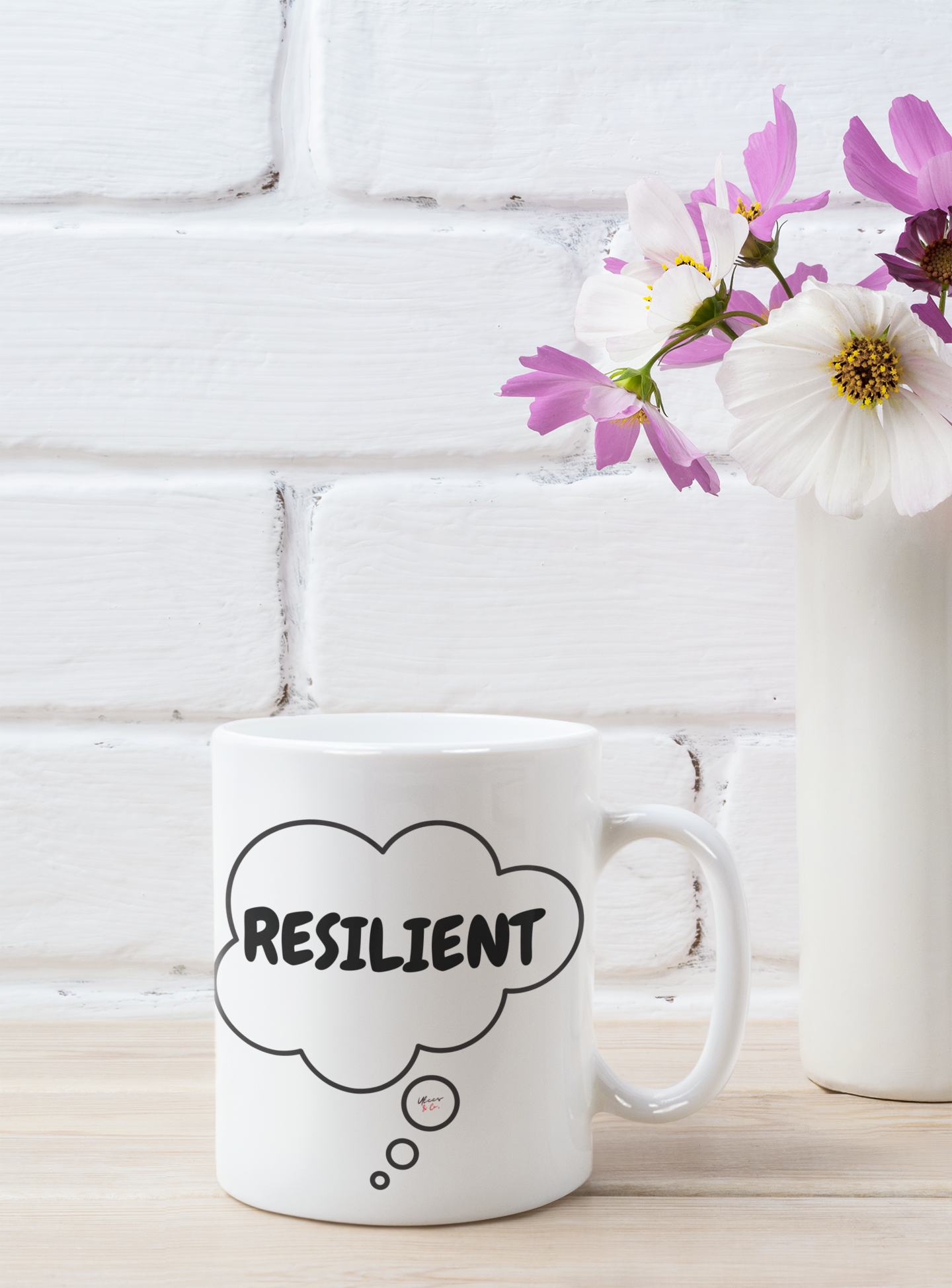 RESILIENT COFFEE MUG IN THOUGHT BUBBLE GIFT MENTAL WELLNESS PHRASE ON COFFEE MUG RESILIENT CERAMIC 11oz MOTIVATIONAL SAYING COFFEE MUG FOR COFFEE DRINKERS INSPIRATIONAL SAYING ON COFFEE MUG GIFT