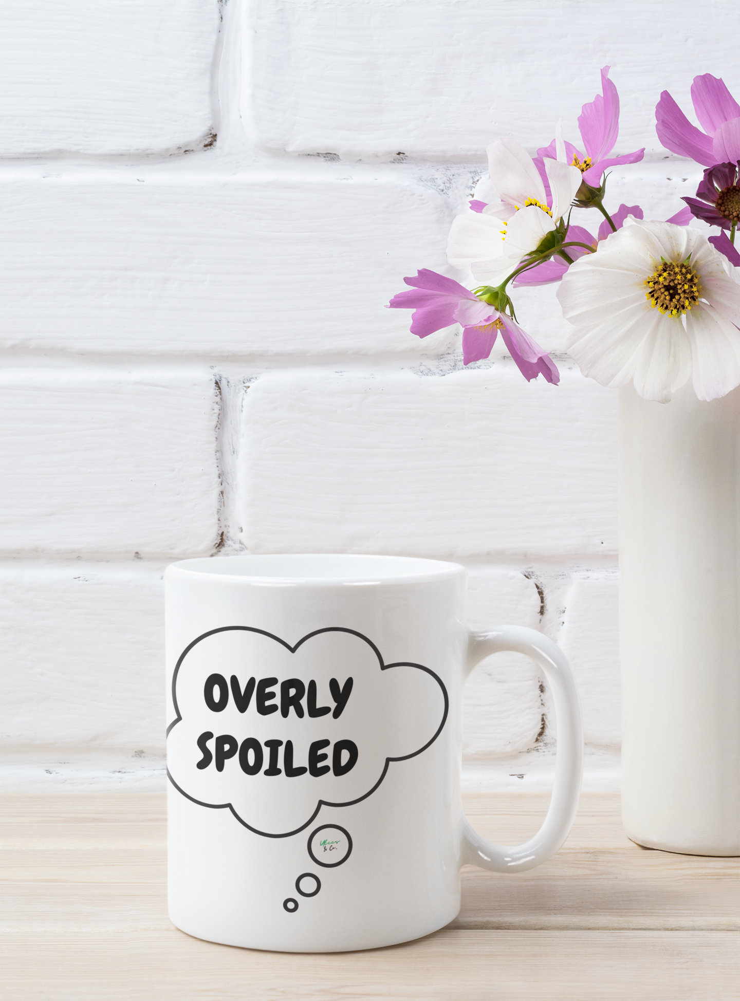 OVERLY SPOILED COFFEE MUG IN THOUGHT BUBBLE 11oz CERAMIC MUG COFFEE LOVER MUG FUNNY SAYINGS MUG SARCASTIC SAYINGS MUG GIFT CAFFEINE DRINKER