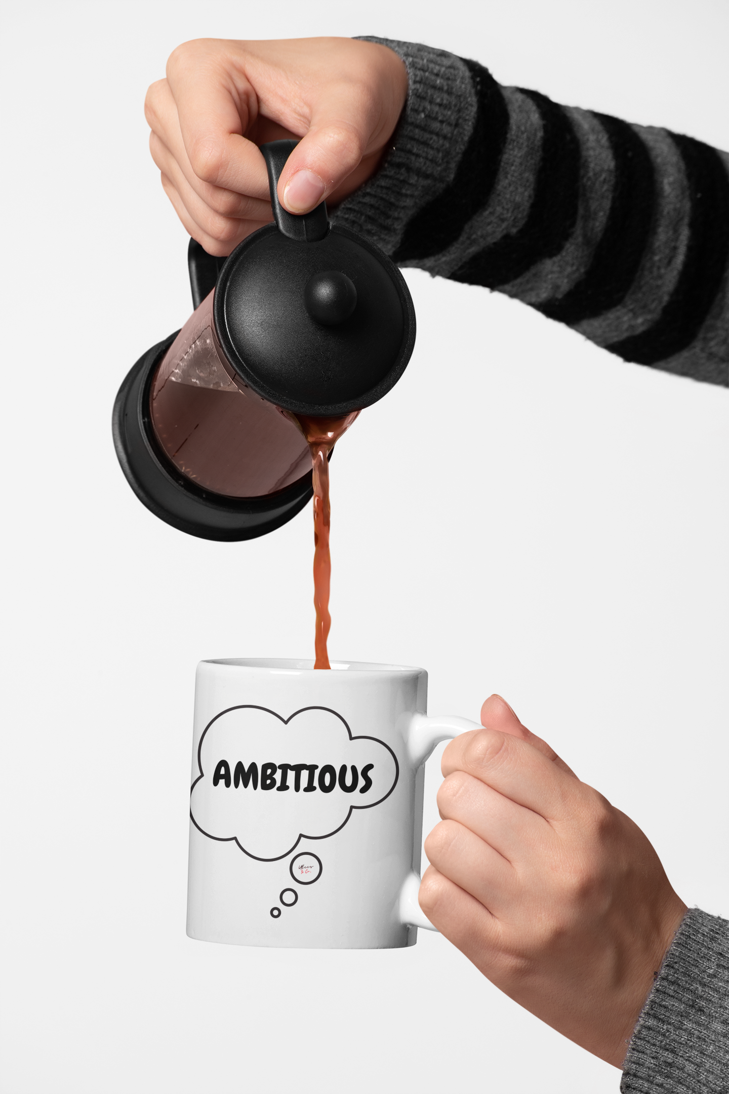 AMBITIOUS COFFEE MUG MENTAL AWARENESS PHRASE COFFEE MUG AMBITIOUS IN THOUGHT BUBBLE CERAMIC MUG 11oz MOTIVATIONAL SAYING GIFTS MUG COFFEE DRINKER GIFT