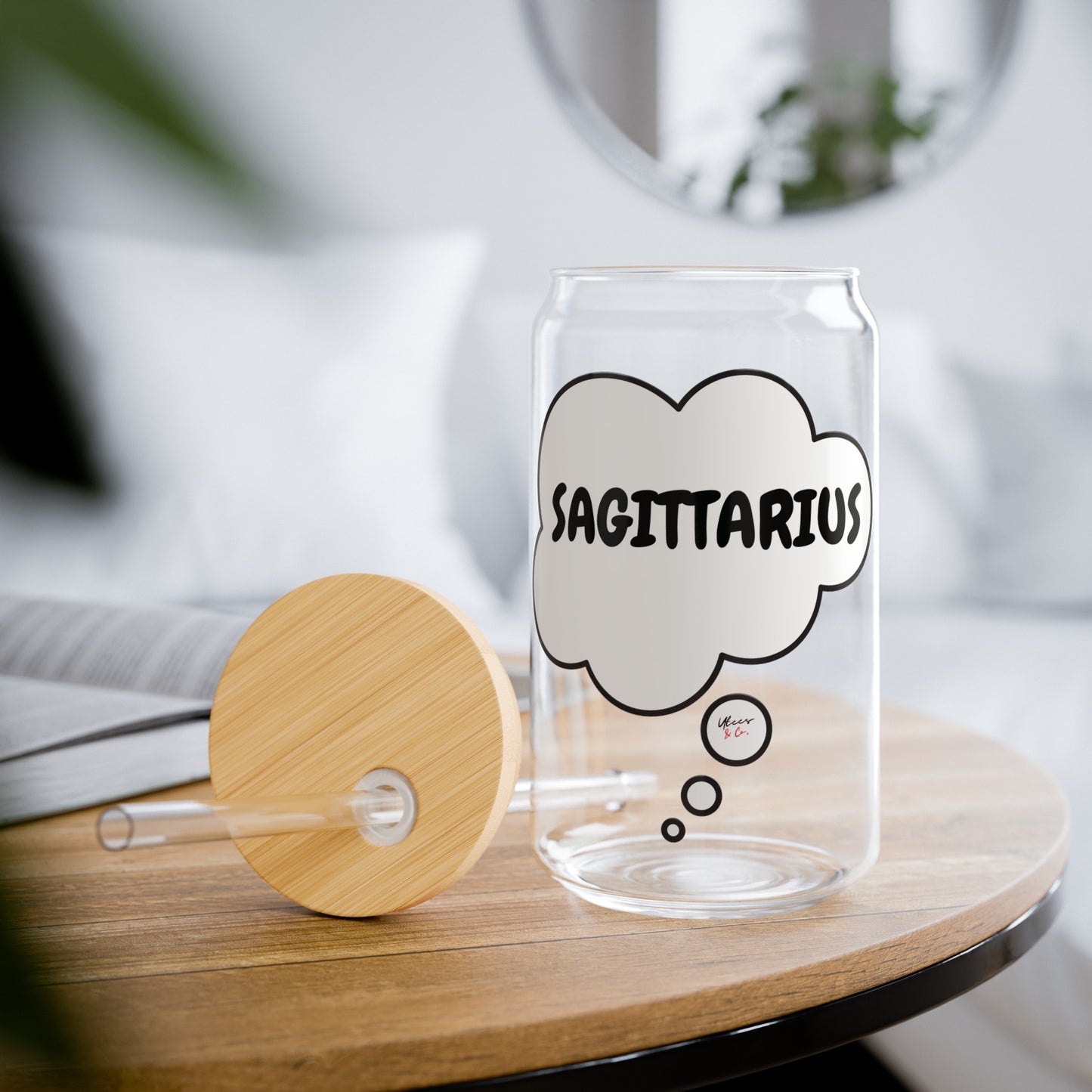 SAGITTARIUS ZODIAC SIGN ICED COFFEE GLASSES 16oz SIPPER GLASS IN THOUGHT BUBBLE HOROSCOPE SAGITTARIUS SIGN SIPPER GLASS BIRTHDAY GIFT FOR SAGITTARIUS ZODIAC SIGN