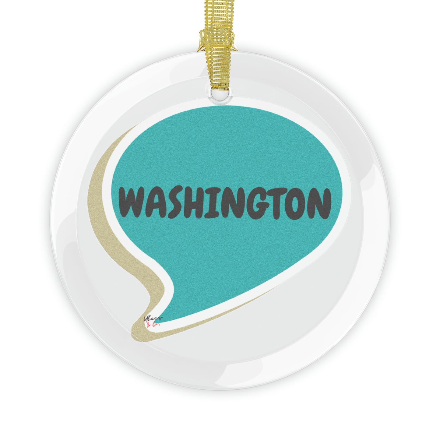 WASHINGTON GLASS ORNAMENT IN SPEECH BUBBLE FOR FAVORITE STATE DECORATION FOR CHRISTMAS DECOR FOR HOLIDAY DECORATION