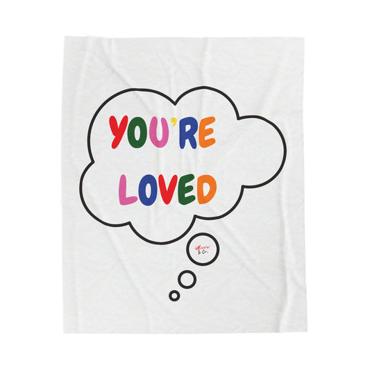 PRIDE YOU'RE LOVED BLANKET IN THOUGHT BUBBLE LGBTQ VELVETEEN PLUSH BLANKET PRIDE MONTH