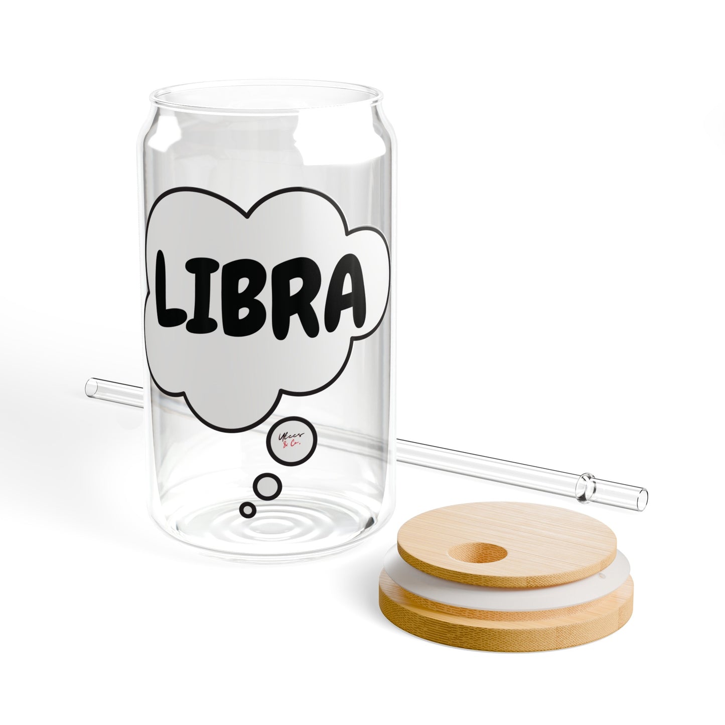 LIBRA ZODIAC SIGN ICED COFFEE GLASSES 16oz SIPPER GLASS IN THOUGHT BUBBLE HOROSCOPE LIBRA SIGN SIPPER GLASS BIRTHDAY GIFT FOR LIBRA ZODIAC SIGN