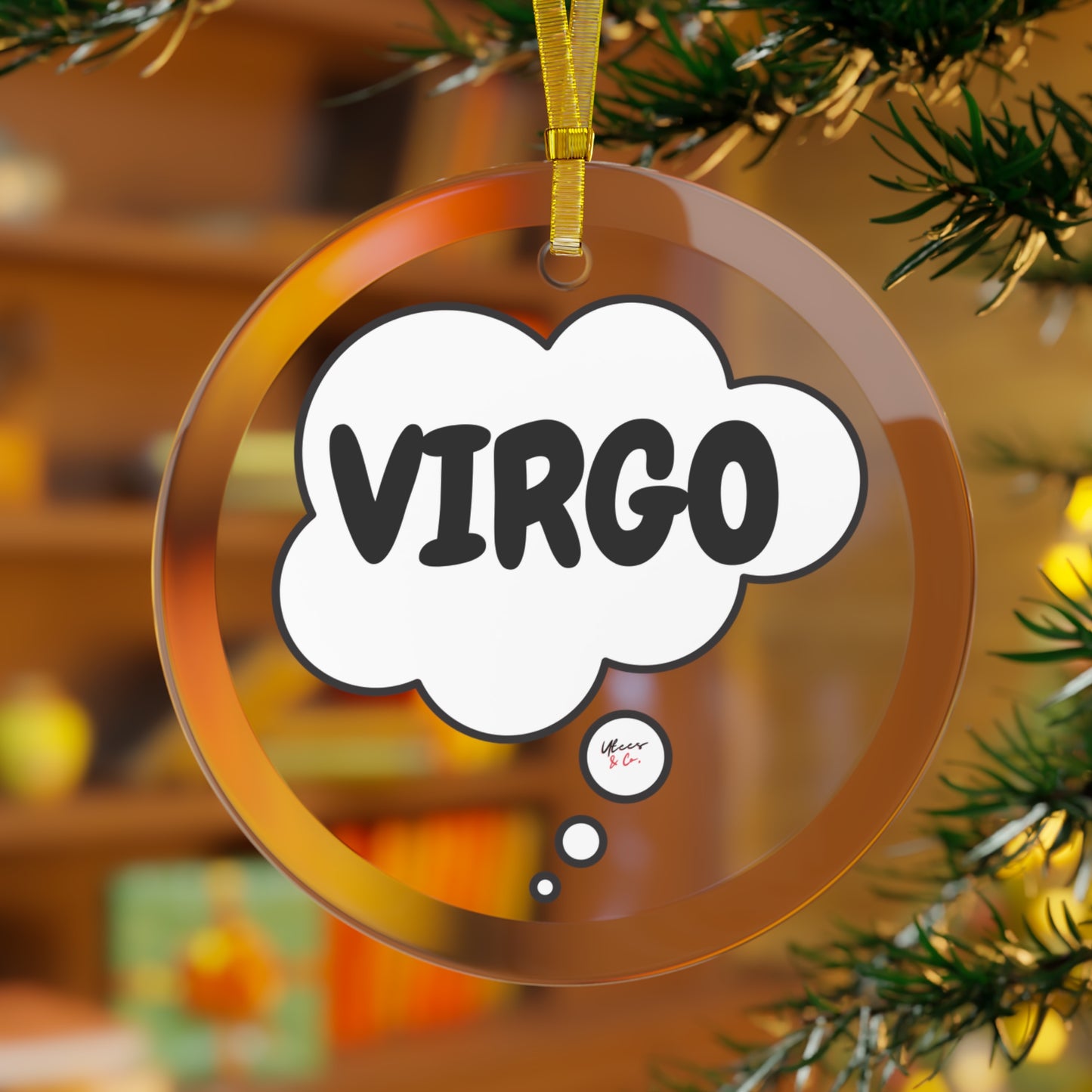 VIRGO ZODIAC SIGNS GLASS ORNAMENTS THOUGHT BUBBLE VIRGO HOROSCOPE ASTRONOMY CHRISTMAS TREE ORNAMENT CONSTELLATION VIRGO ASTRONOMY HOLIDAY GIFT