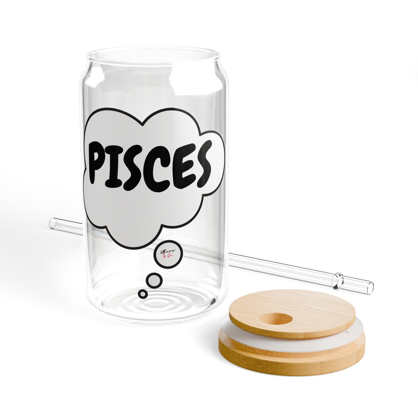 PISCES ZODIAC SIGN ICED COFFEE GLASSES 16oz SIPPER GLASS IN THOUGHT BUBBLE HOROSCOPE PISCES SIGN SIPPER GLASS BIRTHDAY GIFT FOR PISCES ZODIAC SIGN