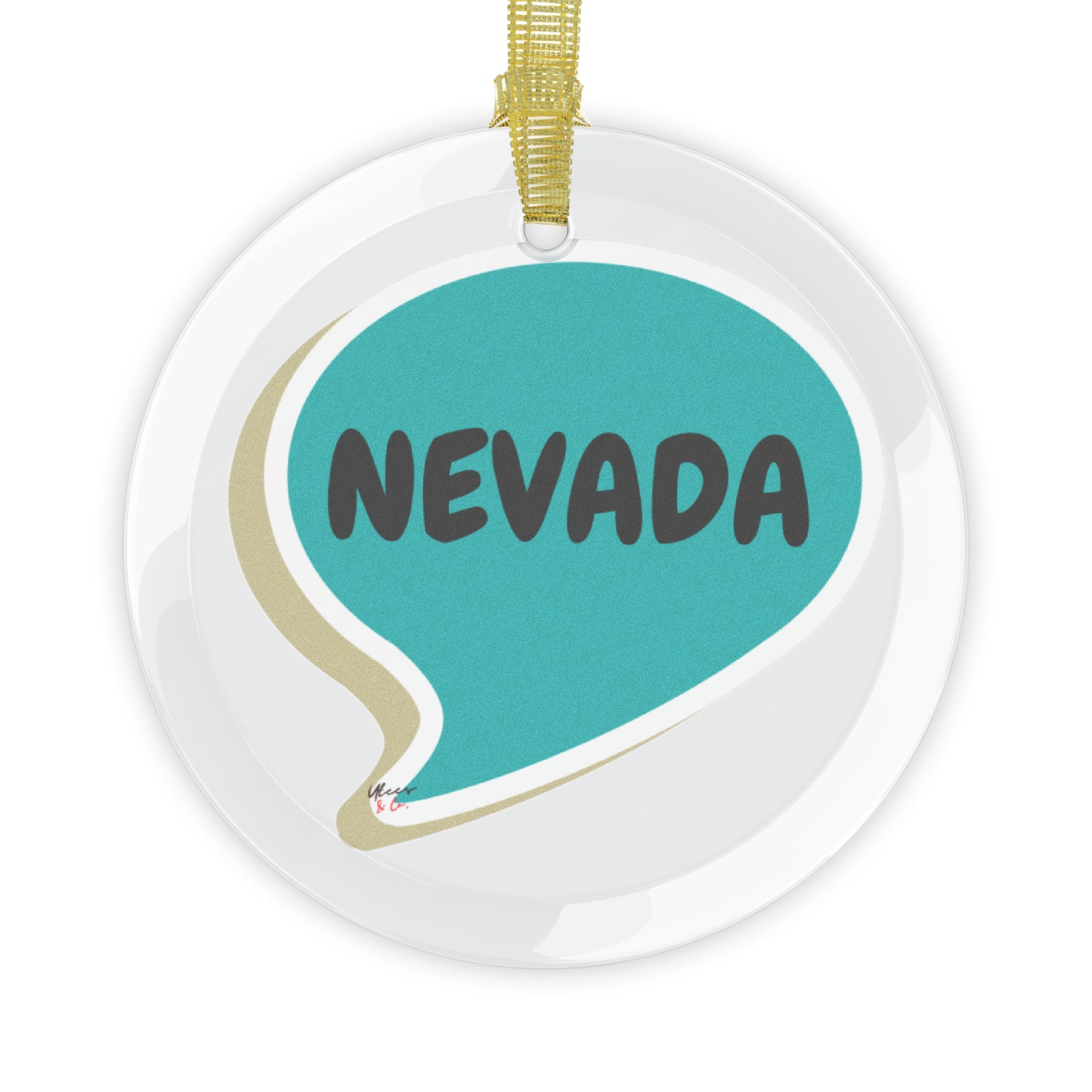 NEVADA GLASS ORNAMENT IN SPEECH BUBBLE FOR FAVORITE STATE DECORATION FOR CHRISTMAS DECOR FOR HOLIDAY DECORATION