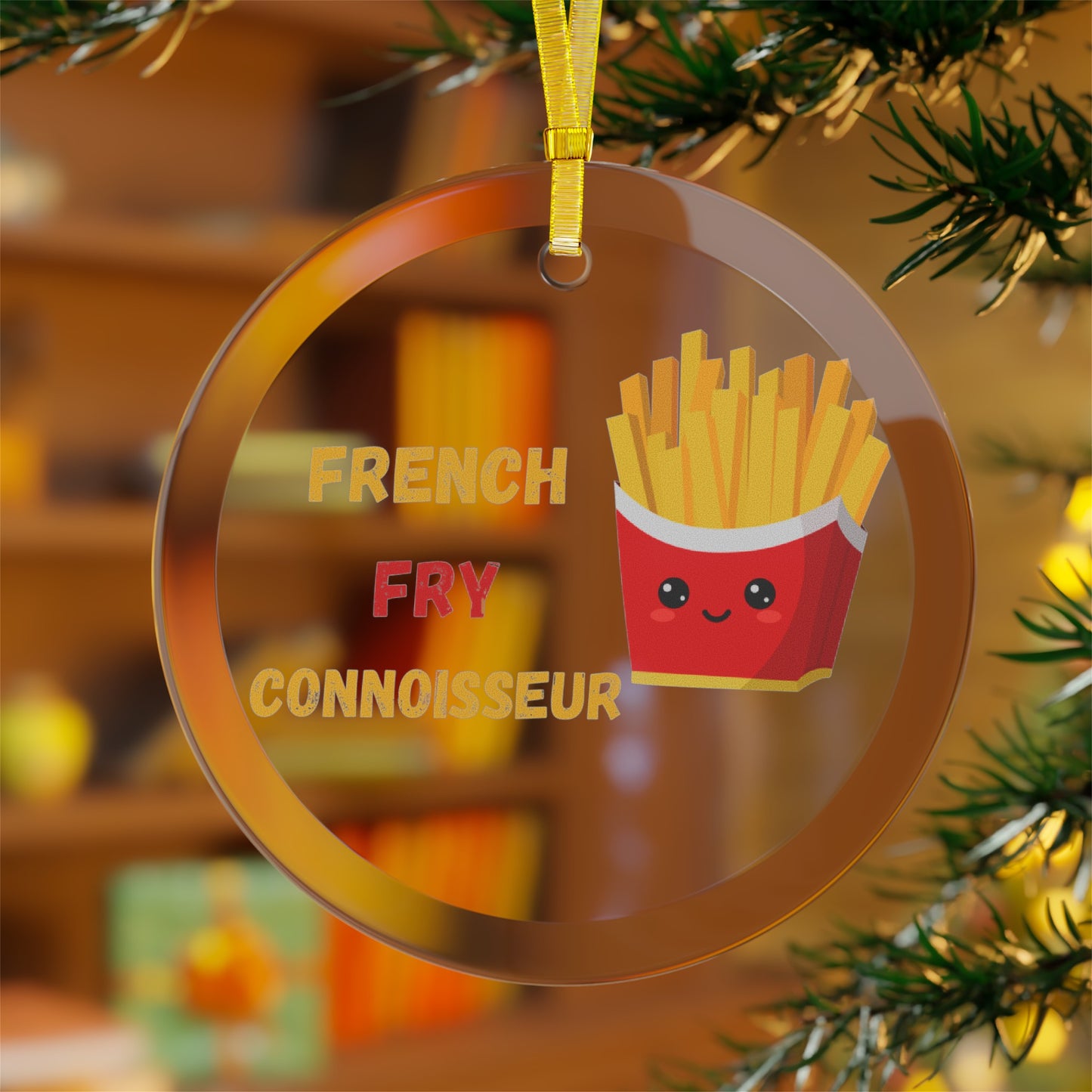 FRENCH FRY CONNOISSEUR GLASS ORNAMENT HOLIDAY DECOR FOR CHRISTMAS DECORATION