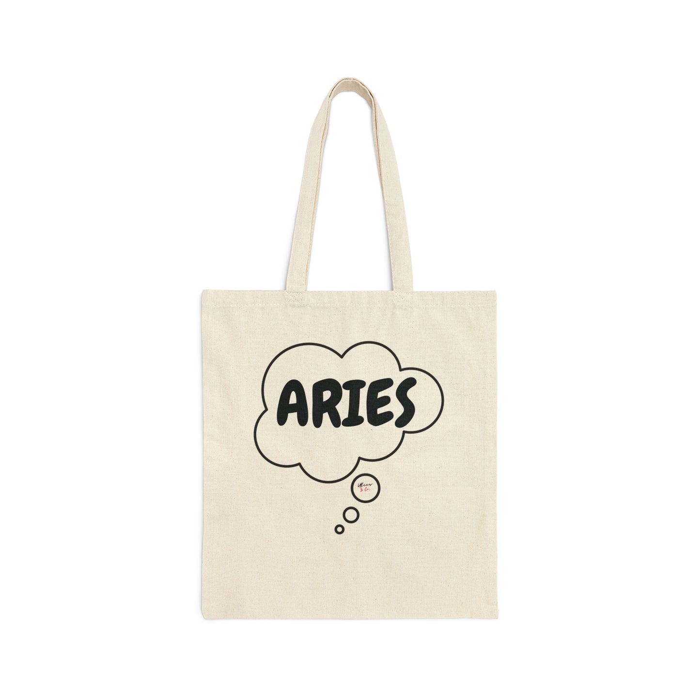 ARIES ZODIAC SIGN TOTE BAG COTTON CANVAS TOTE BAG IN THOUGHT BUBBLE ARIES HOROSCOPE SIGN TOTE BAG