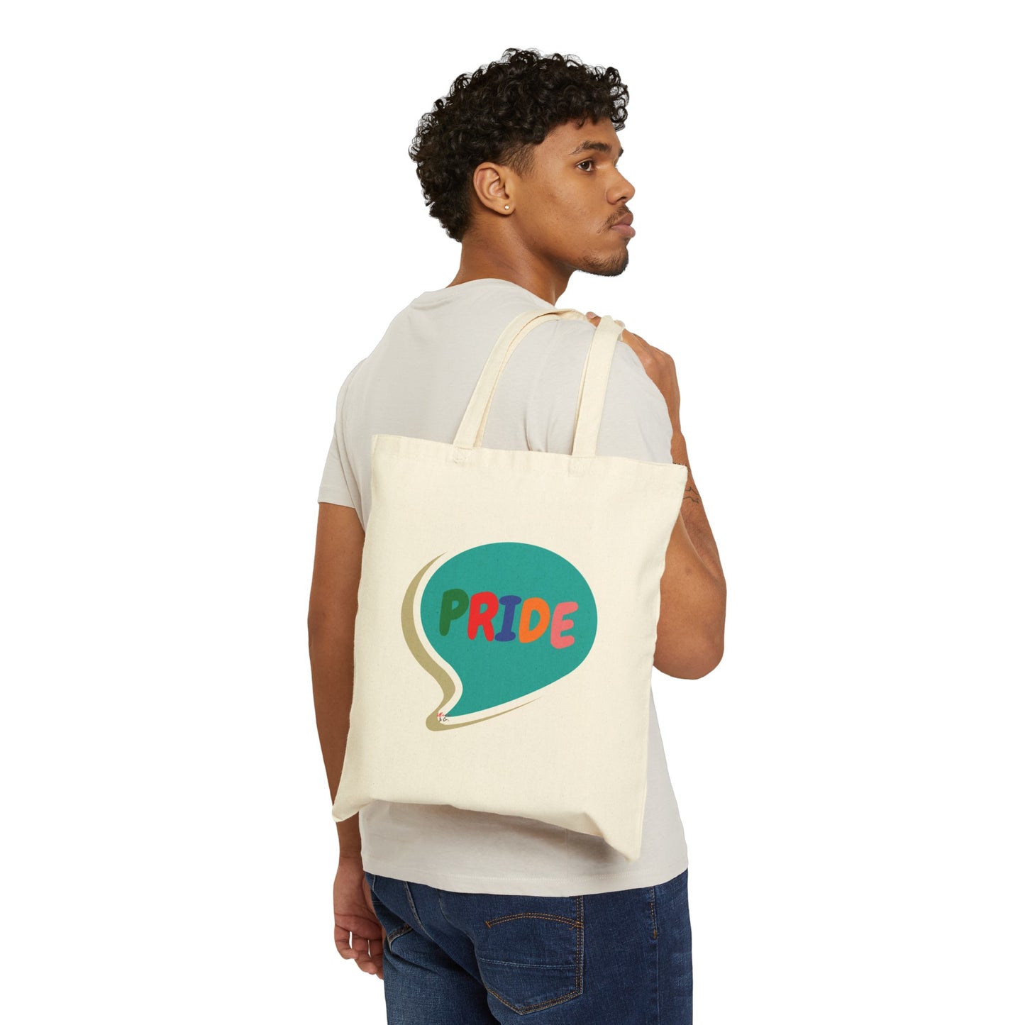 PRIDE RAINBOW TOTE BAG IN SPEECH BUBBLE LGBTQ COTTON CANVAS TOTE BAG PRIDE MONTH TOTE BAG