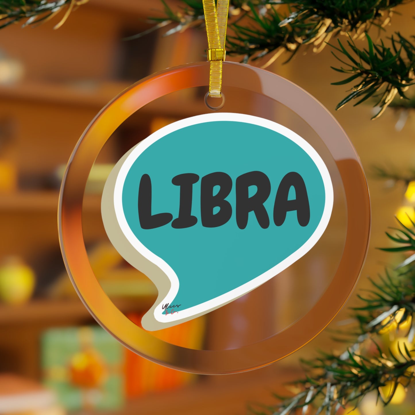 LIBRA ZODIAC SIGNS GLASS ORNAMENTS SPEECH BUBBLE HOROSCOPE LIBRA SIGN CHRISTMAS TREE ORNAMENT LIBRA SYMBOL BIRTHDAY GIFT LIBRA SIGN ORNAMENT HOME DECOR