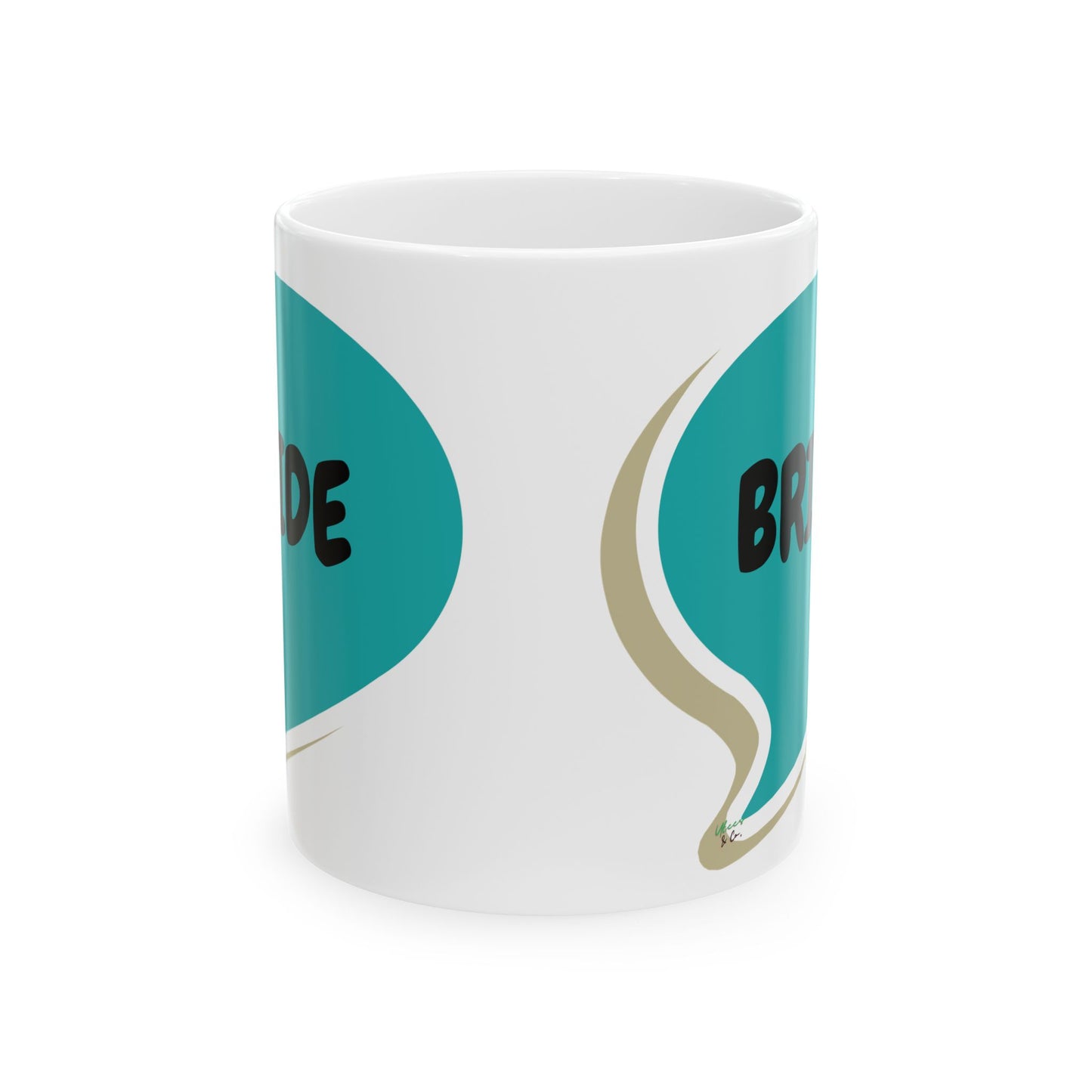 BRIDE COFFEE MUG 11oz CERAMIC MUG IN SPEECH BUBBLE WEDDING FAVORS COFFEE LOVER MUG WEDDING GIFT MUG BACHELORETTE GIFT DRINKWARE GIFT CAFFEINE DRINKER FIANCÉE GIFT FOR BRIDAL PARTY FUTURE BRIDE