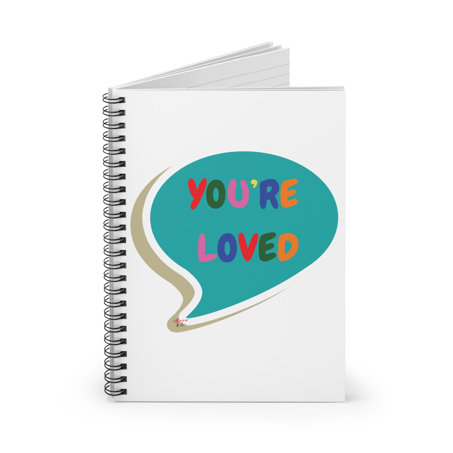 PRIDE YOU'RE LOVED NOTEBOOK IN SPEECH BUBBLE LGBTQ SPIRAL NOTEBOOK PRIDE MONTH RULED LINE NOTEBOOK