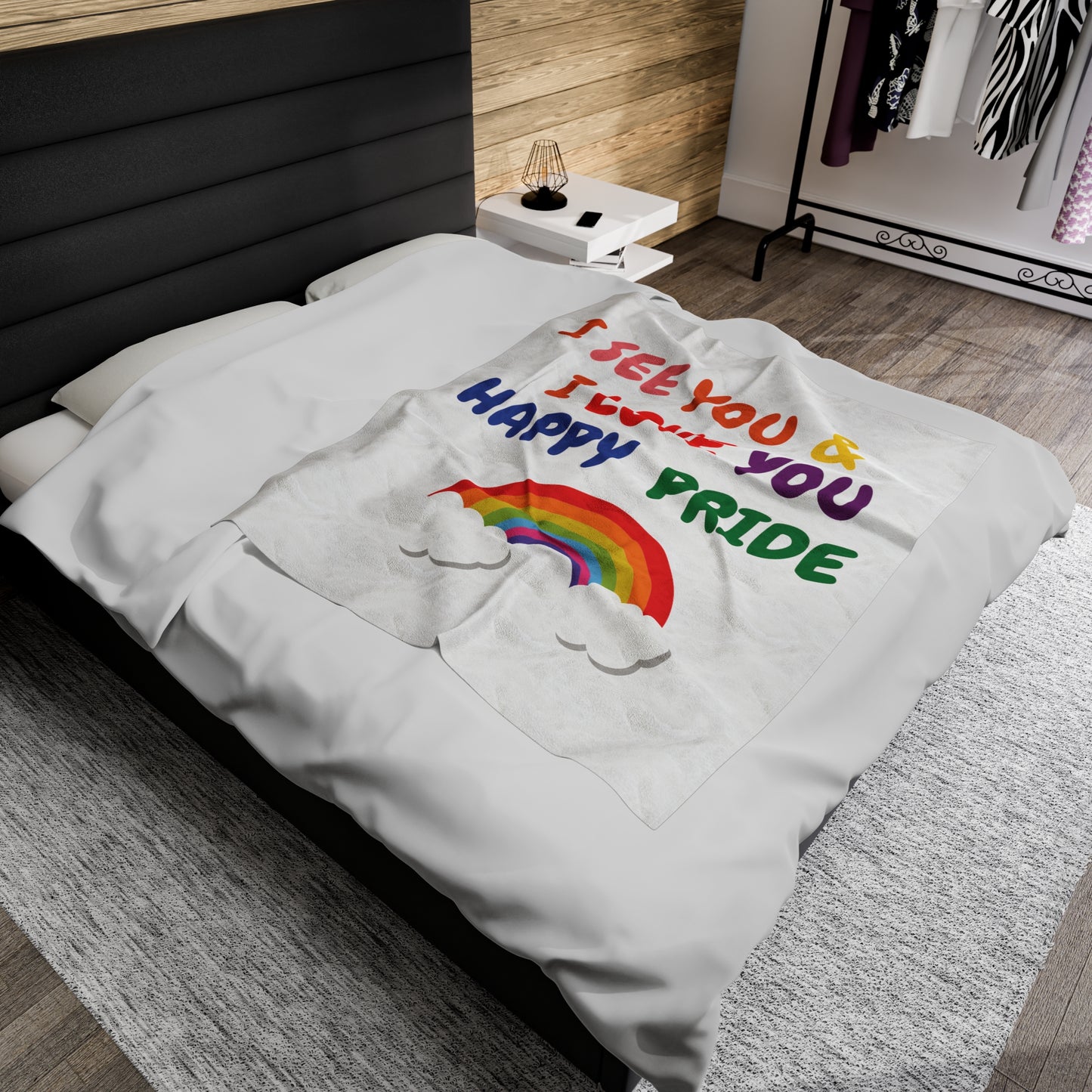 PRIDE I SEE YOU & I LOVE YOU HAPPY PRIDE BLANKET PRIDE MONTH VELVETEEN PLUSH BLANKET LGBTQ PLUSH BLANKET