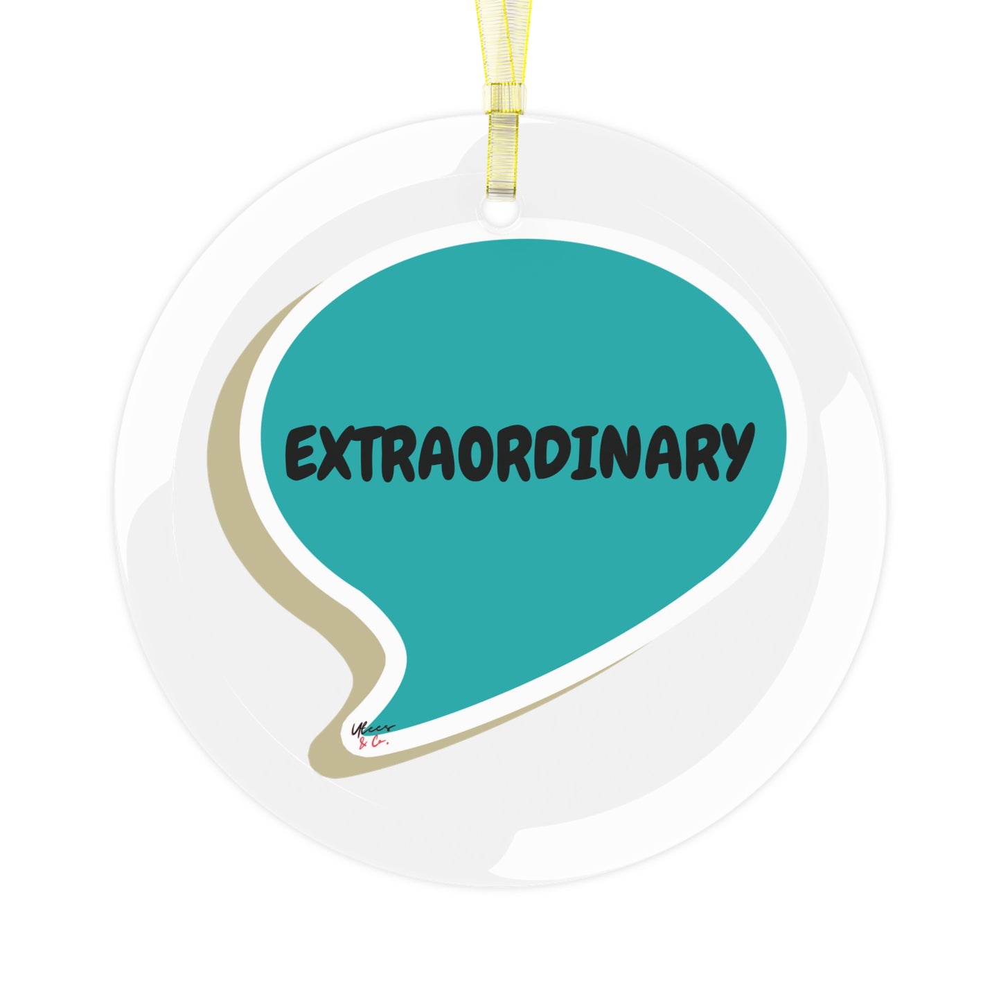 EXTRAORDINARY GLASS ORNAMENT IN SPEECH BUBBLE FOR CHRISTMAS HOLIDAY DECORATION