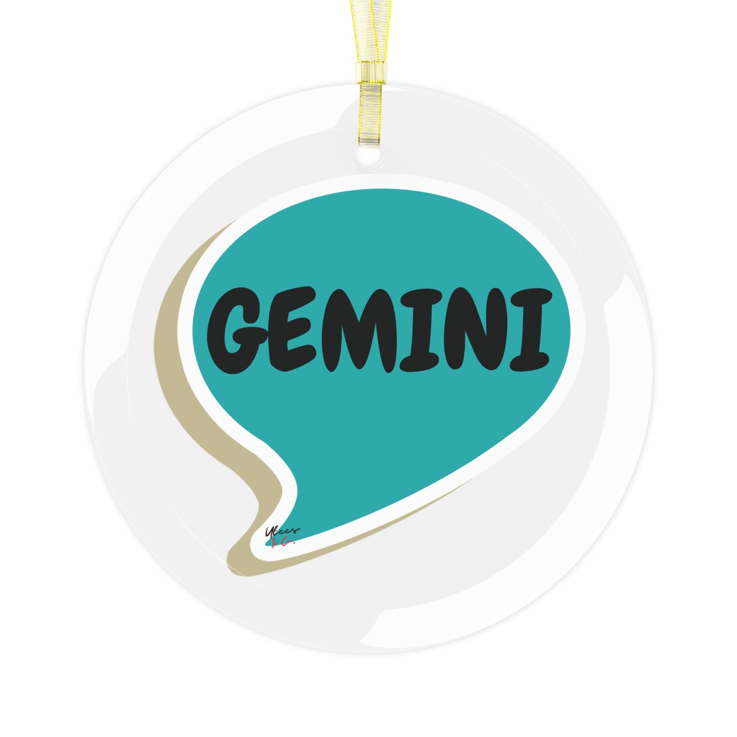 GEMINI ZODIAC SIGN GLASS ORNAMENT SPEECH BUBBLE ASTROLOGY SIGNS CHRISTMAS TREE DECORATION HOME DECOR GEMINI ZODIAC BIRTHDAY GIFT FOR THE HOLIDAYS