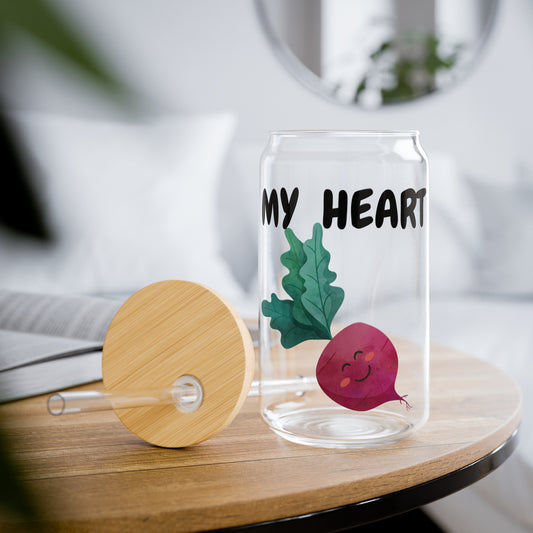 MY HEART BEET ICED COFFEE GLASSES 16oz SIPPER GLASS