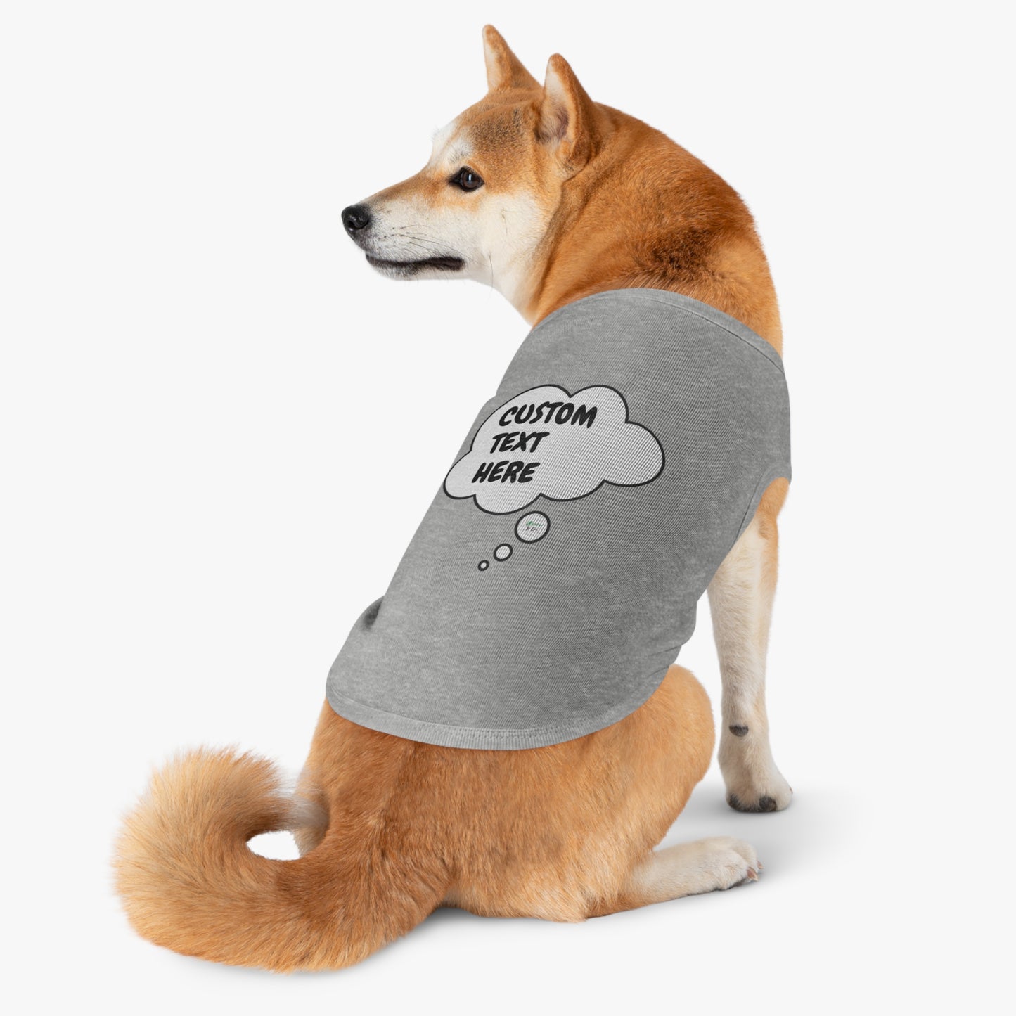 PERSONALIZED PET TANK TOP TANK SHIRT IN THOUGHT BUBBLE CUSTOMIZED GRAPHIC UNISEX TANK T-SHIRT FOR DOGS SHIRTS CUSTOM GIFTS FOR PETS SHIRTS FOR PUPPIES DOG CLOTHING