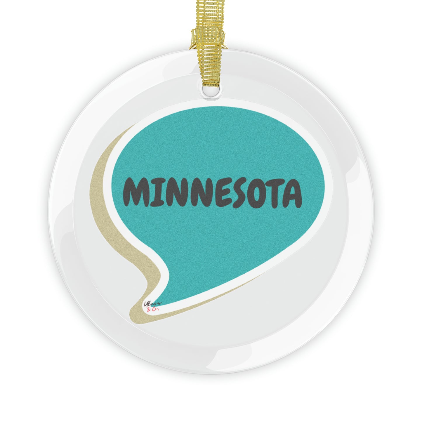 MINNESOTA GLASS ORNAMENT IN SPEECH BUBBLE FOR FAVORITE STATE DECORATION FOR CHRISTMAS DECOR FOR HOLIDAY DECORATION