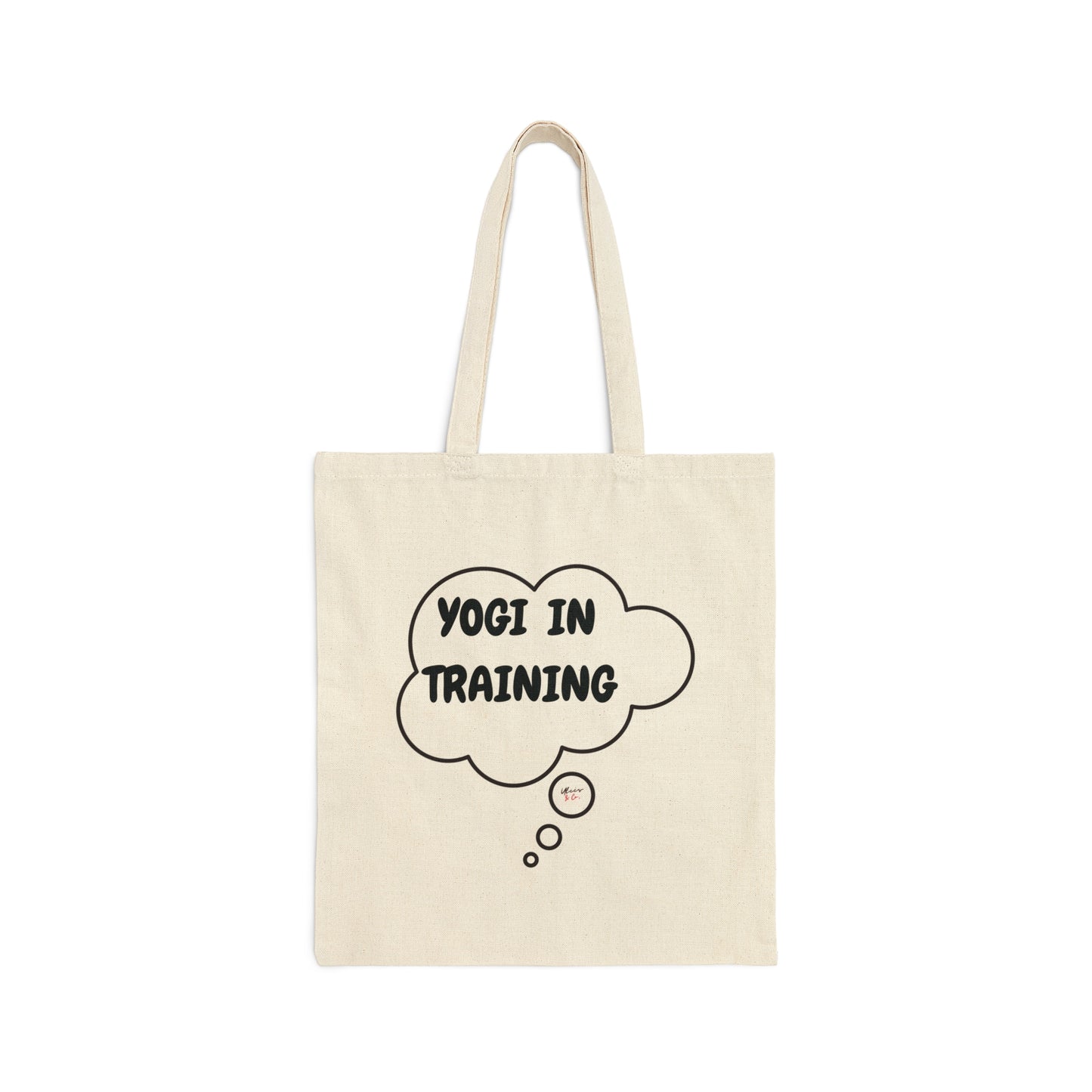 YOGI IN TRAINING TOTE BAG IN THOUGHT BUBBLE COTTON CANVAS TOTE BAG GIFT FOR YOGA WORKOUTS