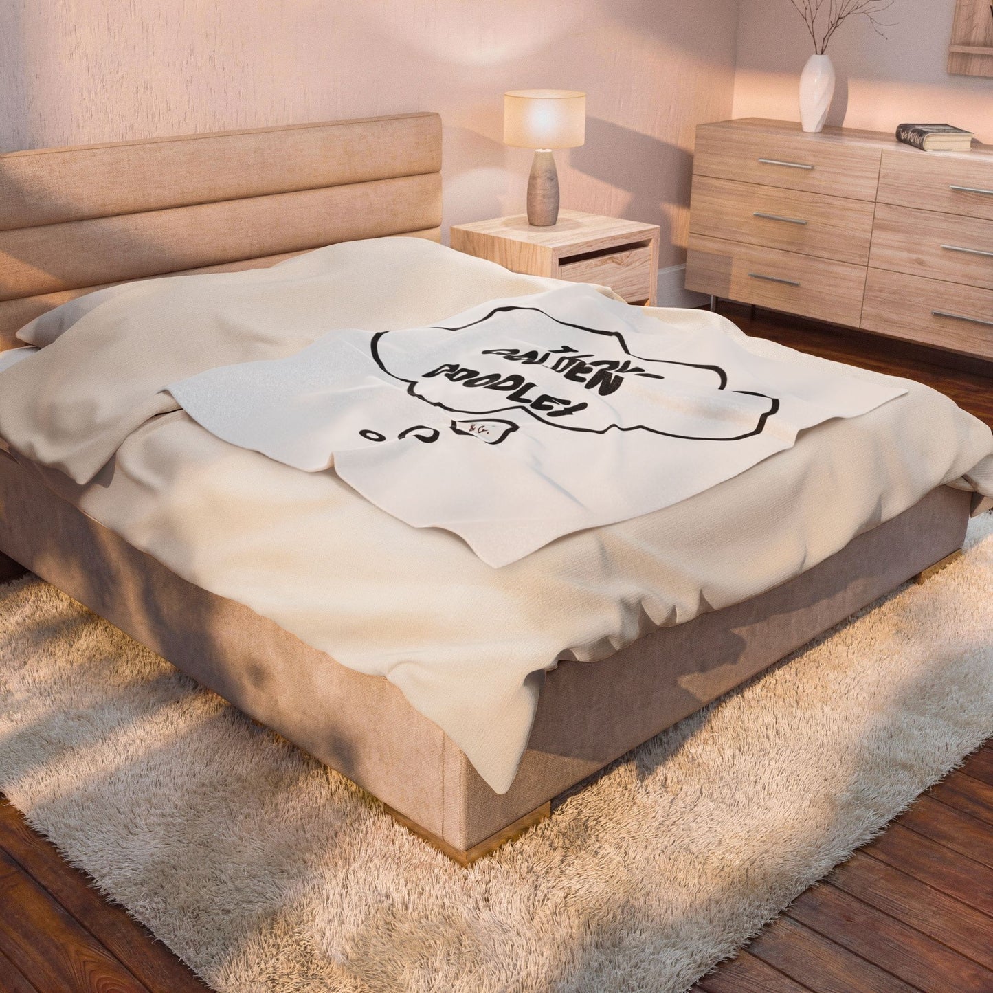 I LOVE GOLDEN DOODLES PLUSH VELVETEEN BLANKET 50'X 60' IN THOUGHT BUBBLE DESIGN DOG DAD 100% POLYESTER BLANKET PET PARENTS MEDIUM TO HEAVY WEIGHT PLUSH VELVETEEN BLANKET DOG MOM