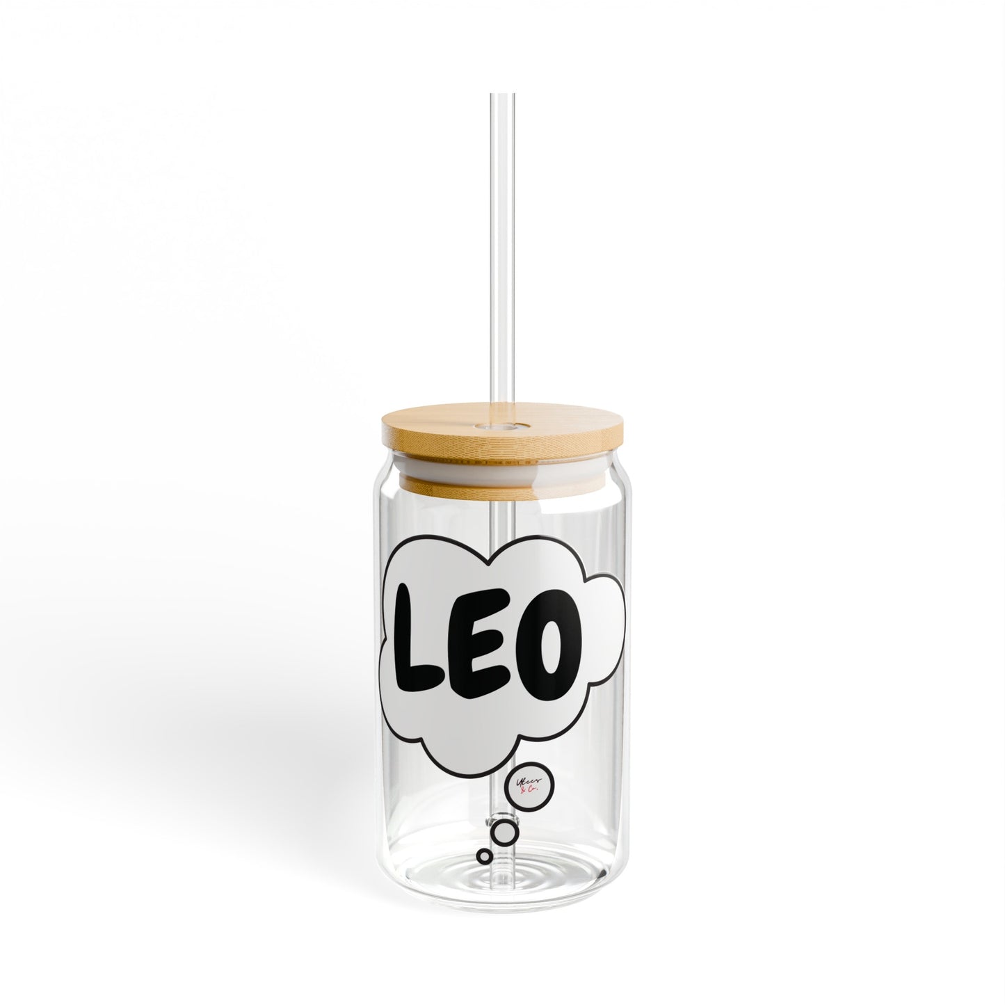 LEO ZODIAC SIGN ICED COFFEE GLASSES 16oz SIPPER GLASS IN THOUGHT BUBBLE HOROSCOPE LEO SIGN SIPPER GLASS BIRTHDAY GIFT FOR LEO ZODIAC SIGN