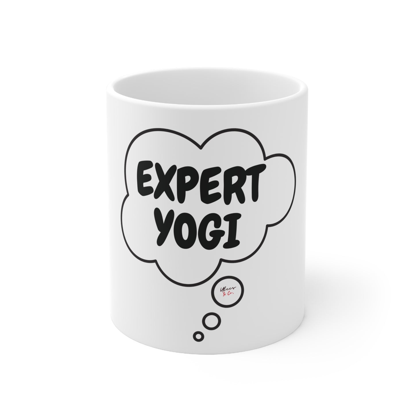 EXPERT YOGI COFFEE MUG IN THOUGHT BUBBLE CERAMIC MUG 11oz NAMASTE GIFT FOR YOGI GIFT FOR YOGA EXERCISE AND HEALTHY LIVING GIFT FOR HEAD YOGI IN CHARGE