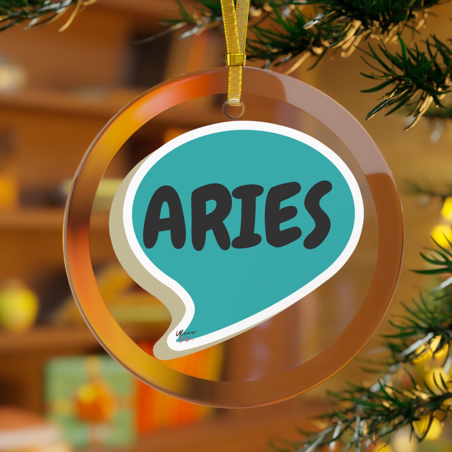 ARIES ZODIAC SIGN GLASS ORNAMENT SPEECH BUBBLE CHRISTMAS TREE DECORATION BIRTHDAY ARIES SIGN ASTRONOMY HOME DECOR HOLIDAY GIFTS GLASS ORNAMENTS