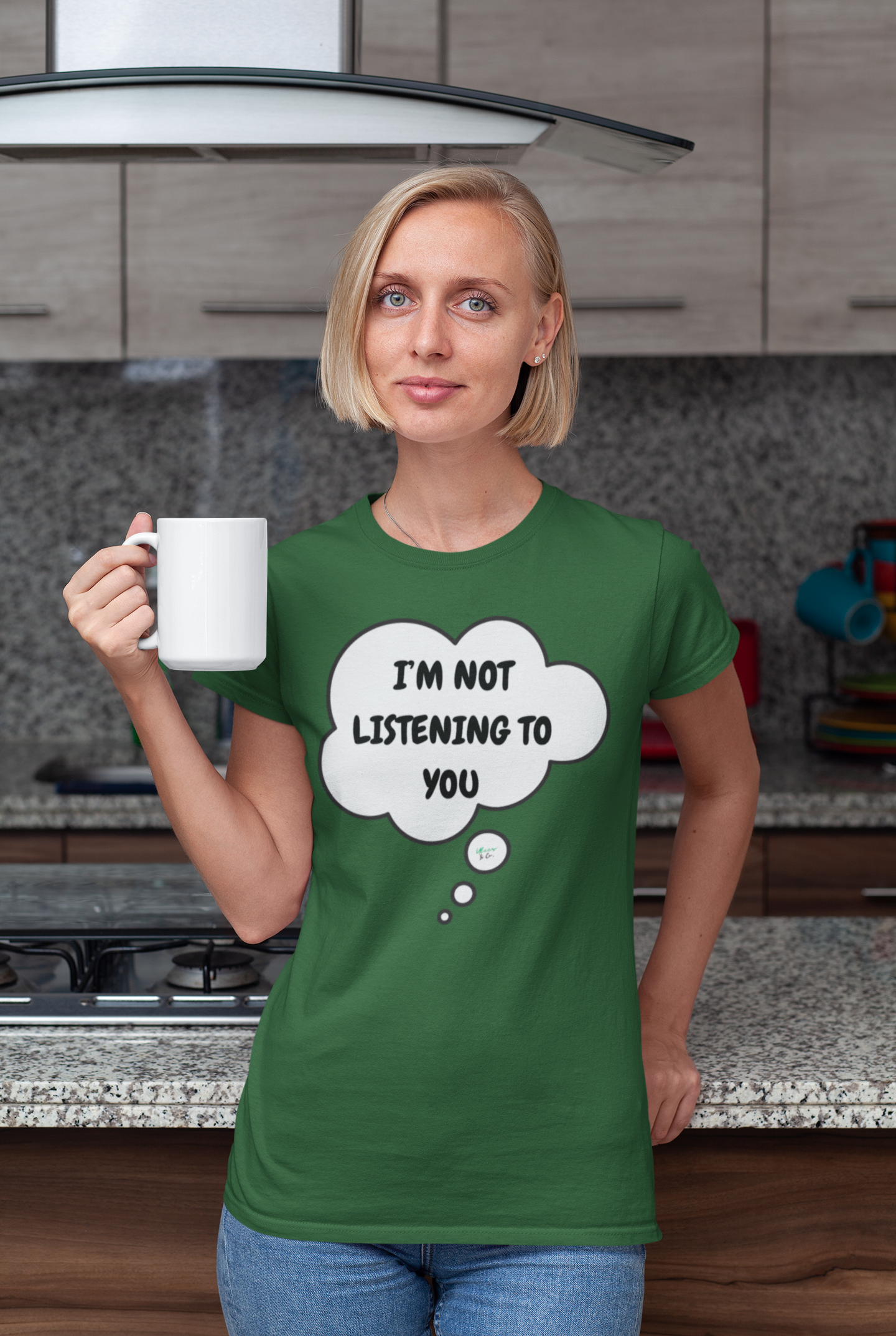I'M NOT LISTENING TO YOU T-SHIRT IN THOUGHT BUBBLE UNISEX TSHIRT FUNNY SAYINGS T SHIRT SARCASTIC SAYINGS T-SHIRT SARCASM TEES GIFTS FOR WOMEN GIFT FOR MEN