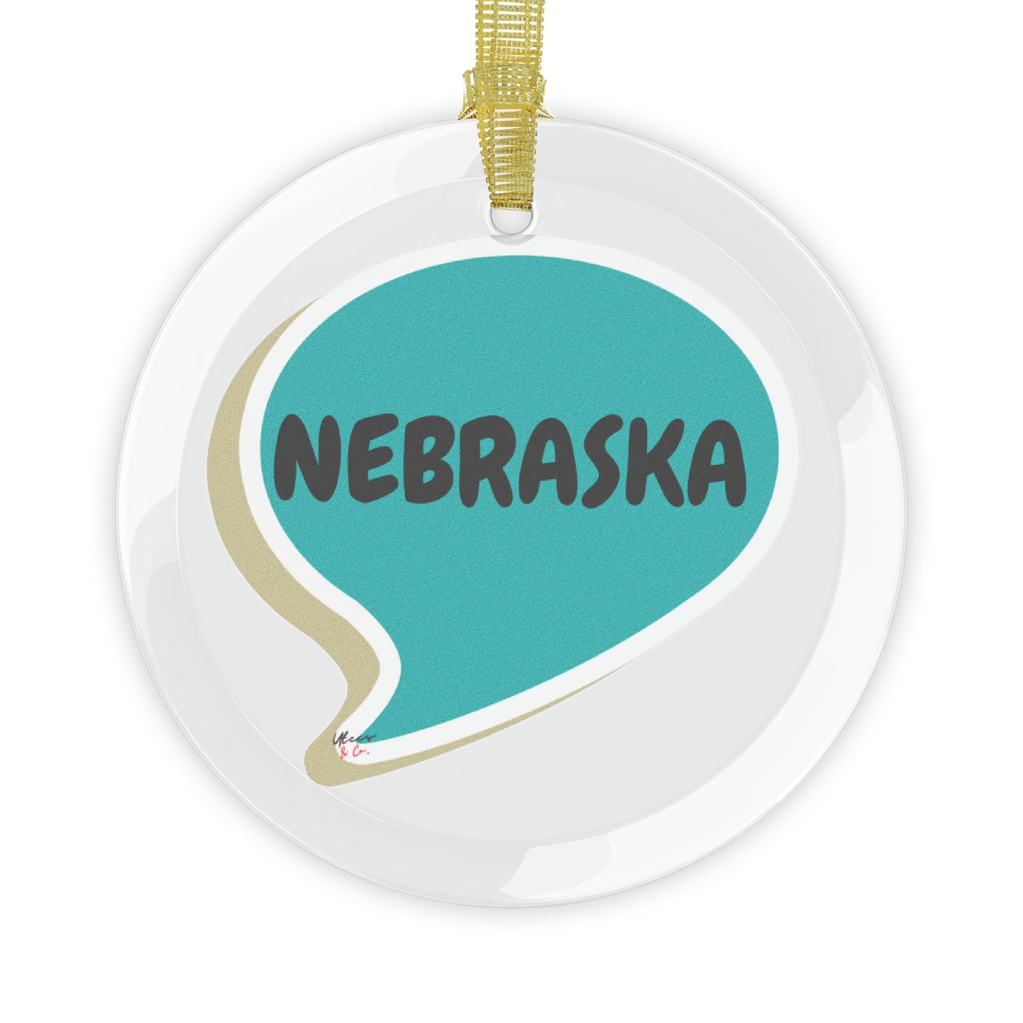 NEBRASKA GLASS ORNAMENT IN SPEECH BUBBLE FOR FAVORITE STATE DECORATION FOR CHRISTMAS DECOR FOR HOLIDAY DECORATION